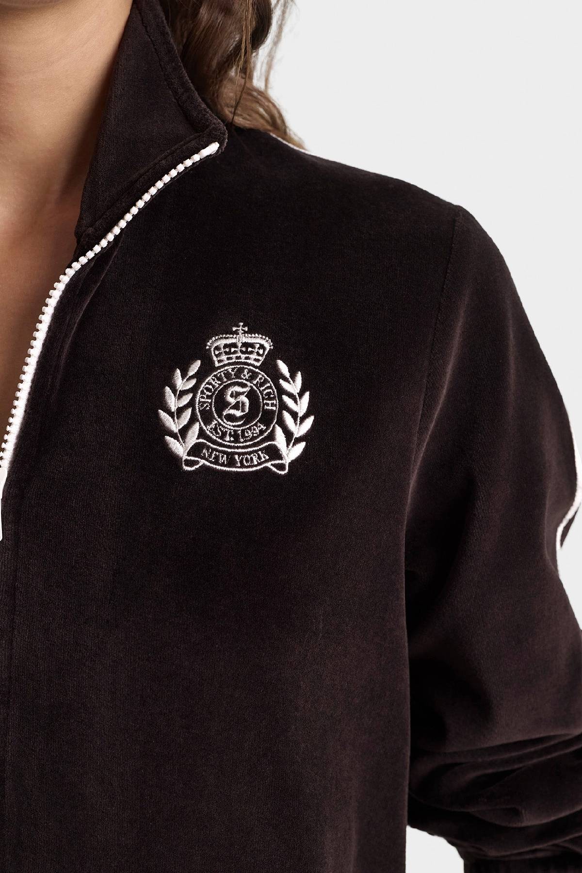 Sporty & Rich NY Crest Elio Velour Track Jacket