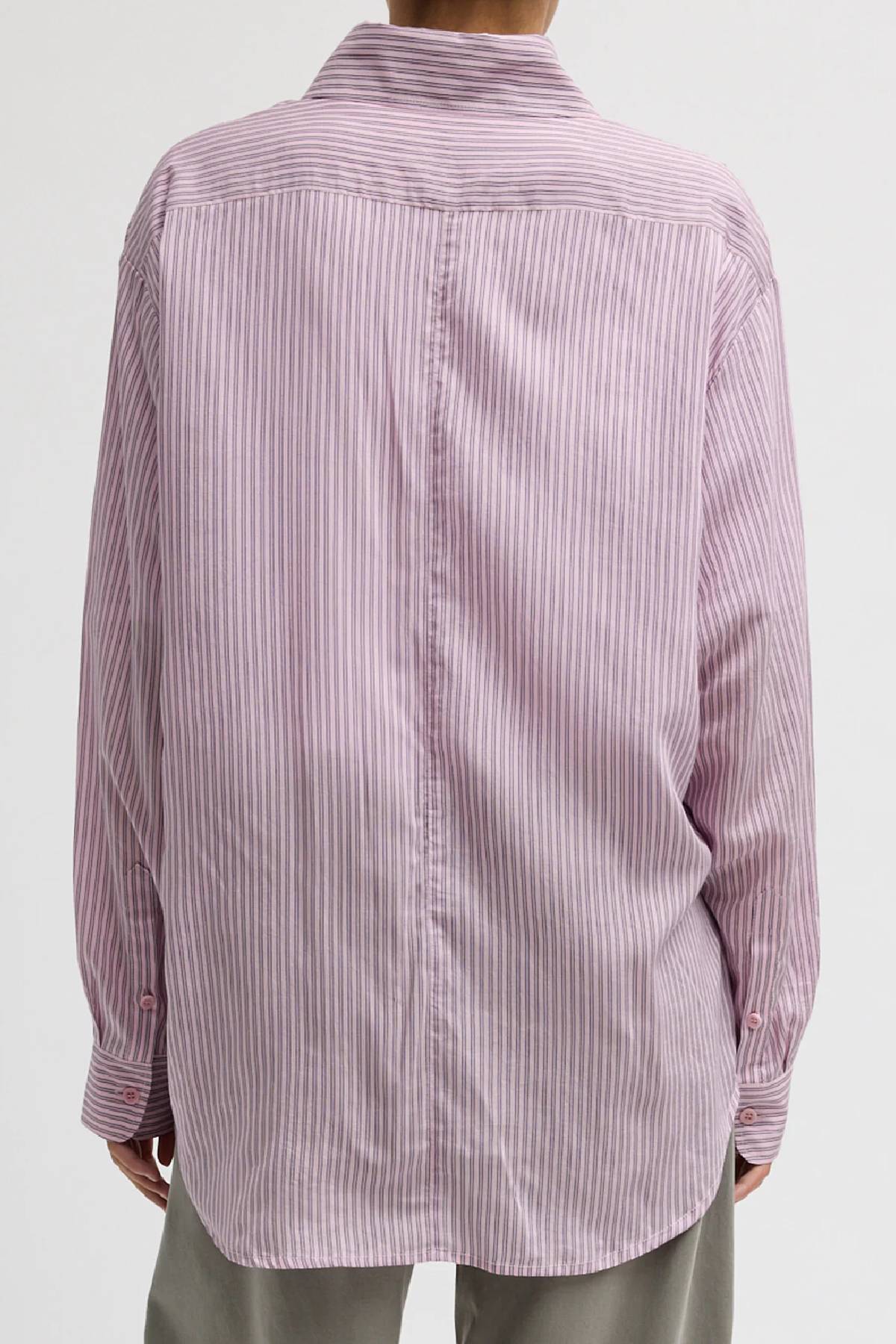 Tibi Ultra Light Silk Tencel Striped Pintucked Shirt - Pink Multi