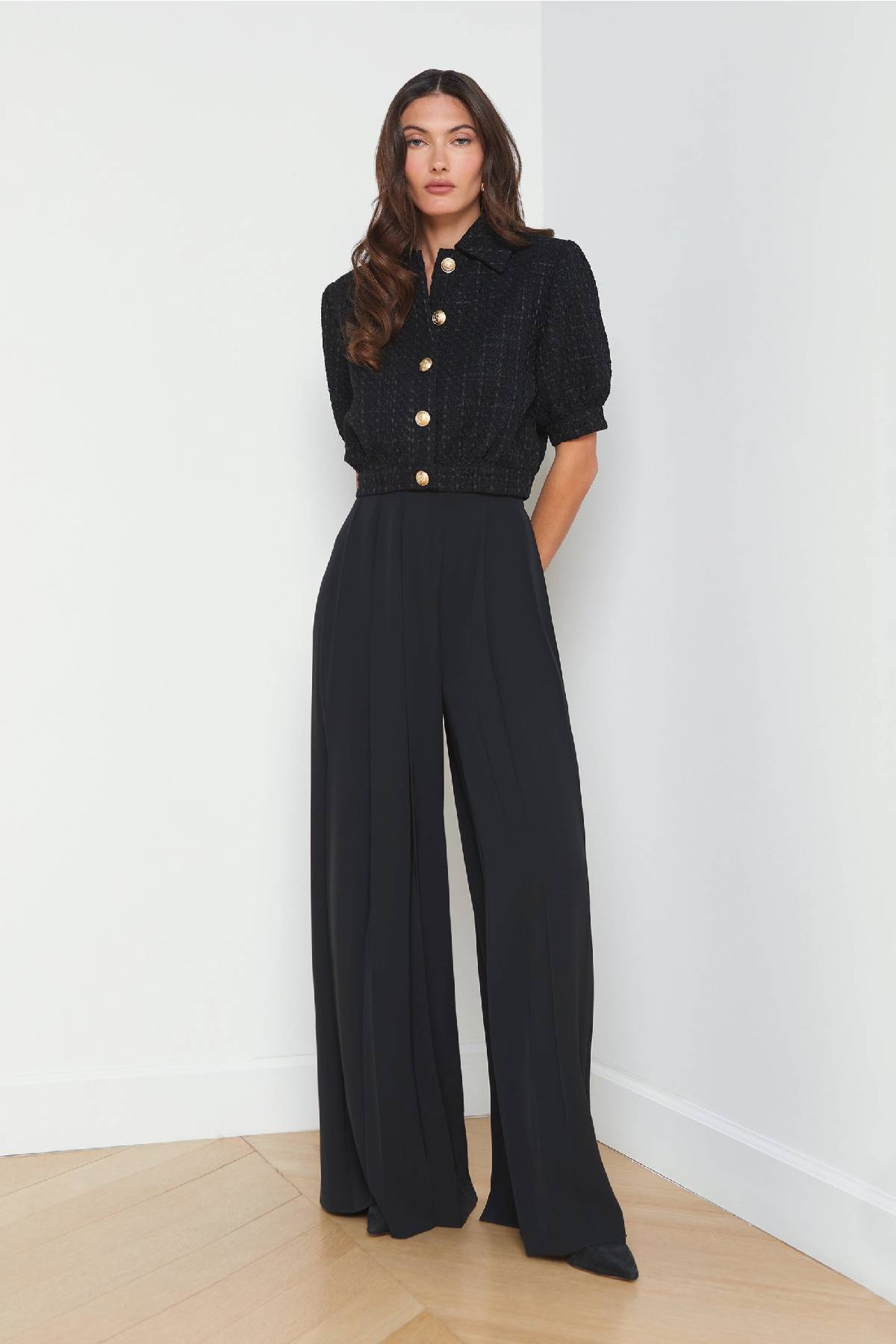 L’AGENCE Nova Pleated Wide-Leg Pant