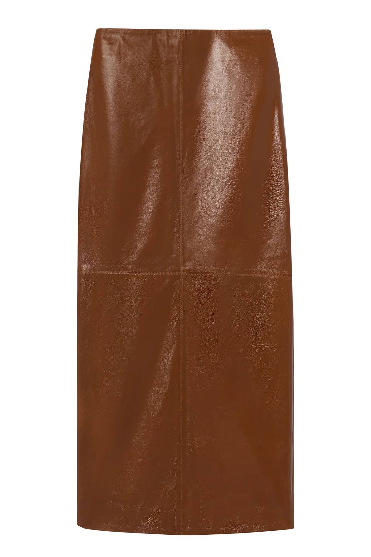 A.L.C. Marta Glossy Leather Midi Skirt