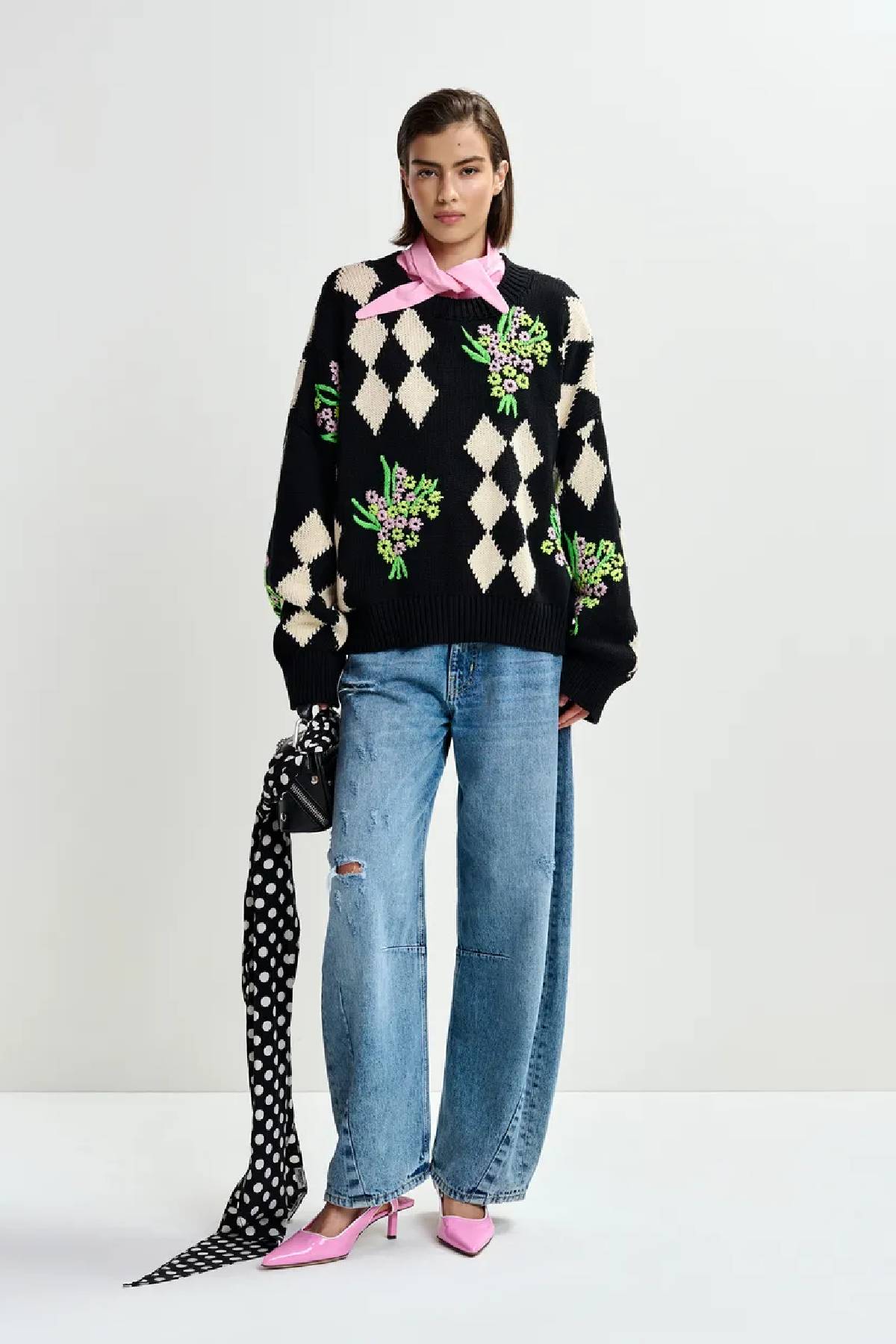 Essentiel Antwerp Oversized Jacquard Knit Sweater