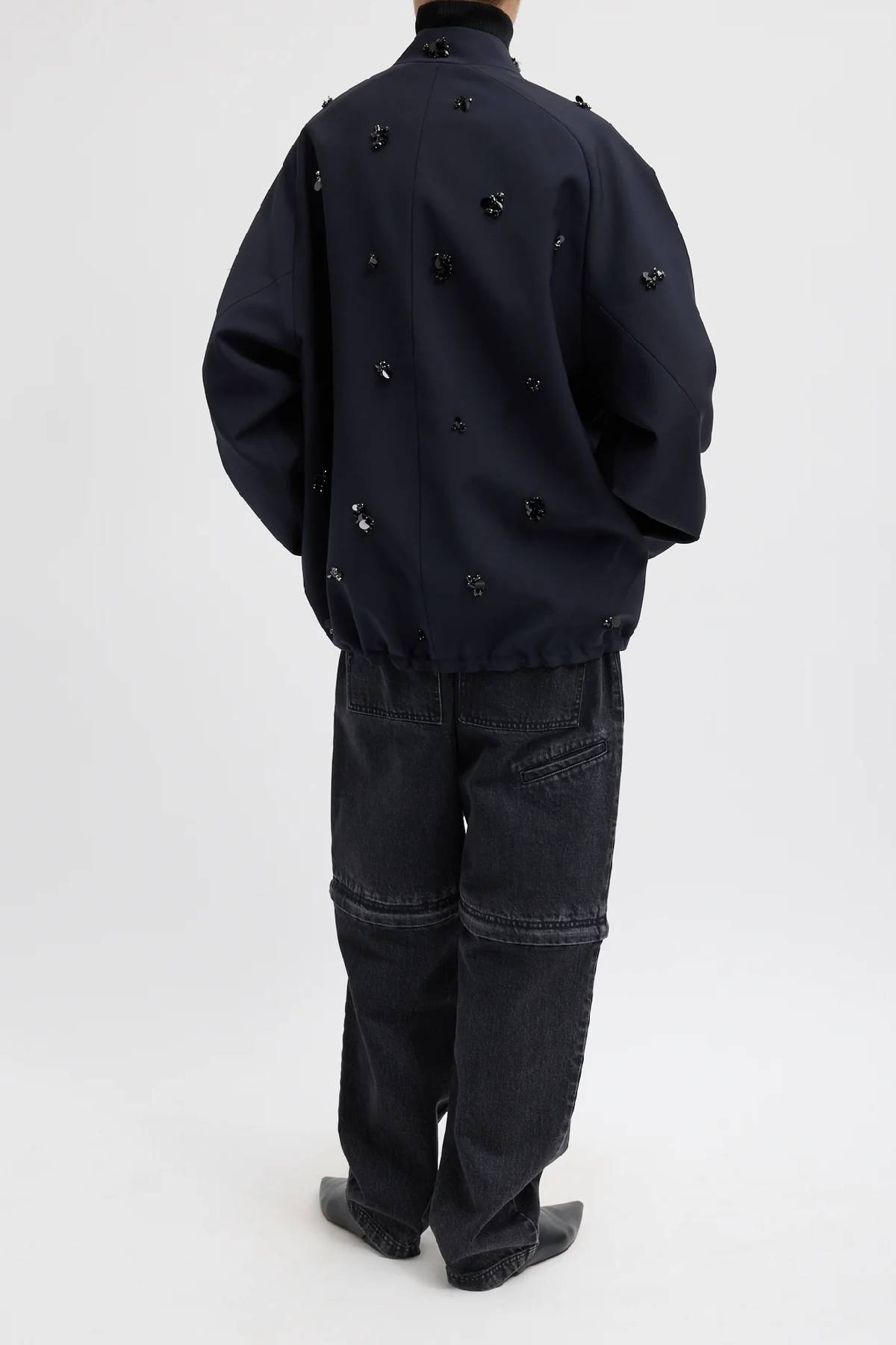 Tibi Tropical Wool Beaded Bomber