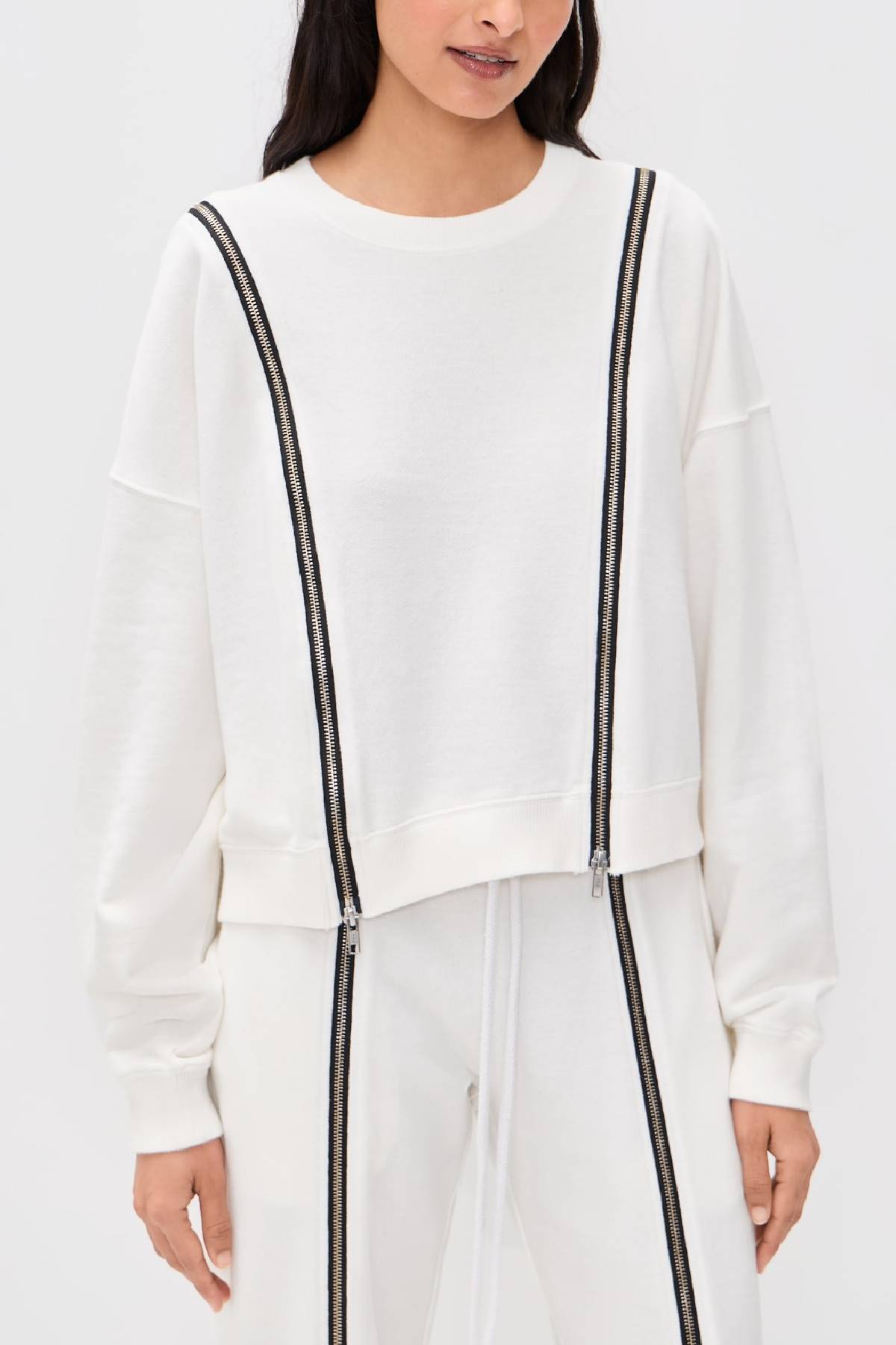 R13 Zippered Crewneck Top