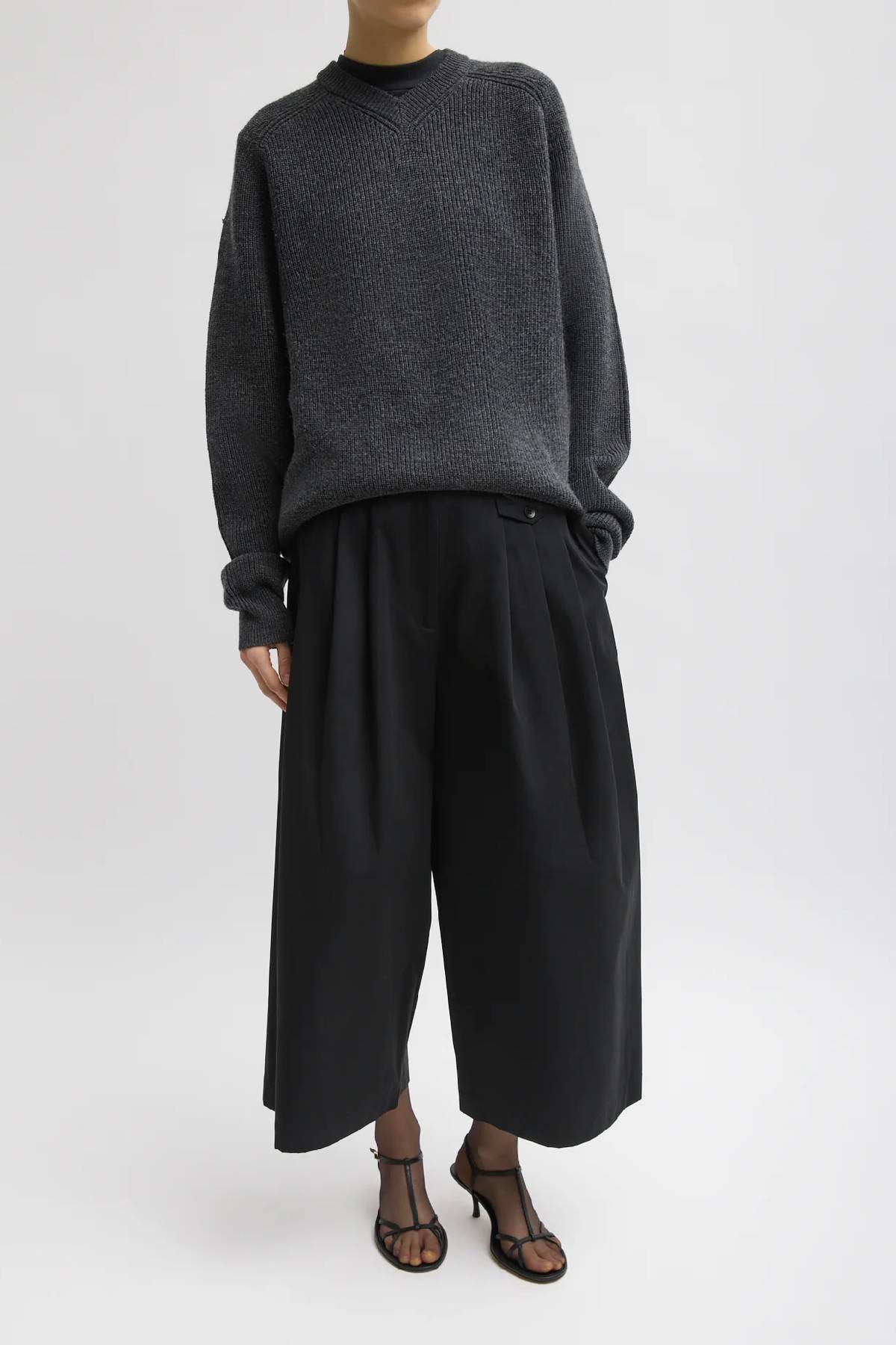 Tibi Cardigan Stitch V-Neck Easy Pullover