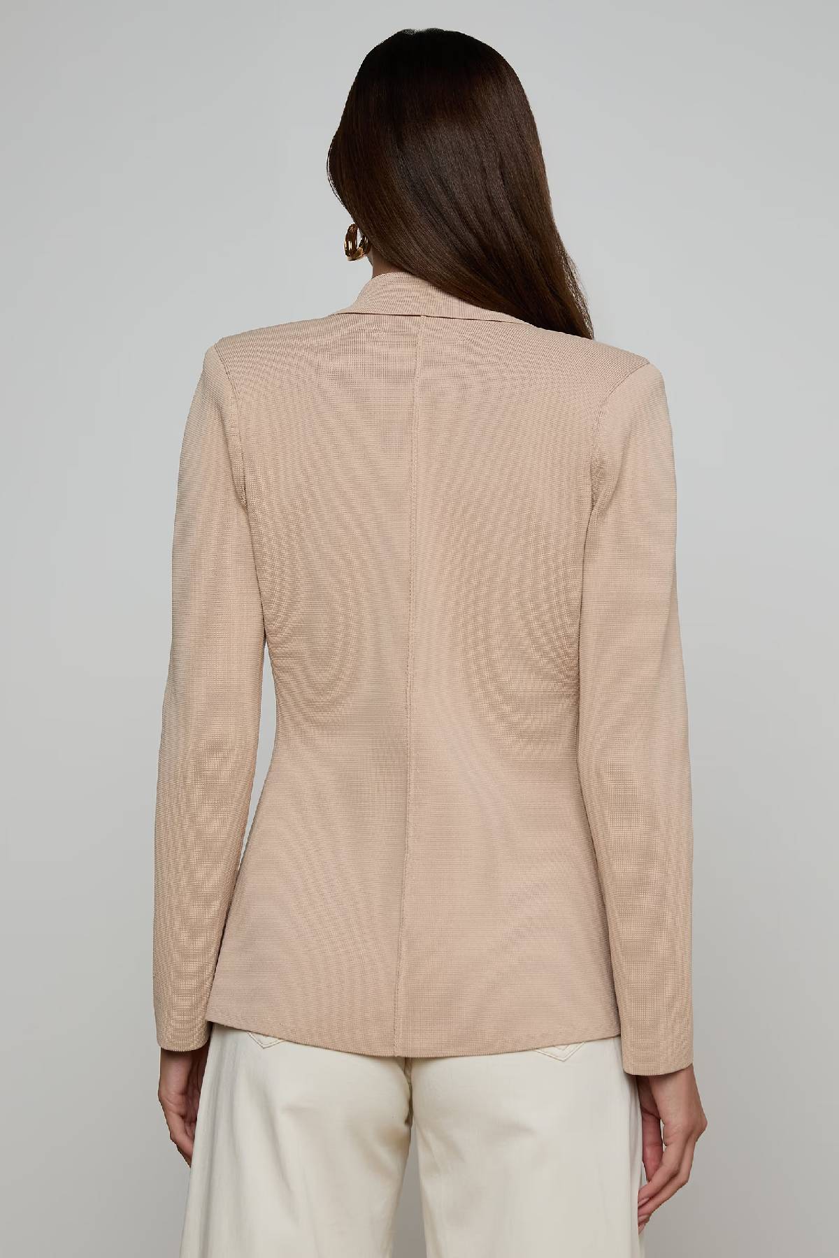 L’AGENCE Amelia Knit Blazer - Light Cappuccino/ Gold