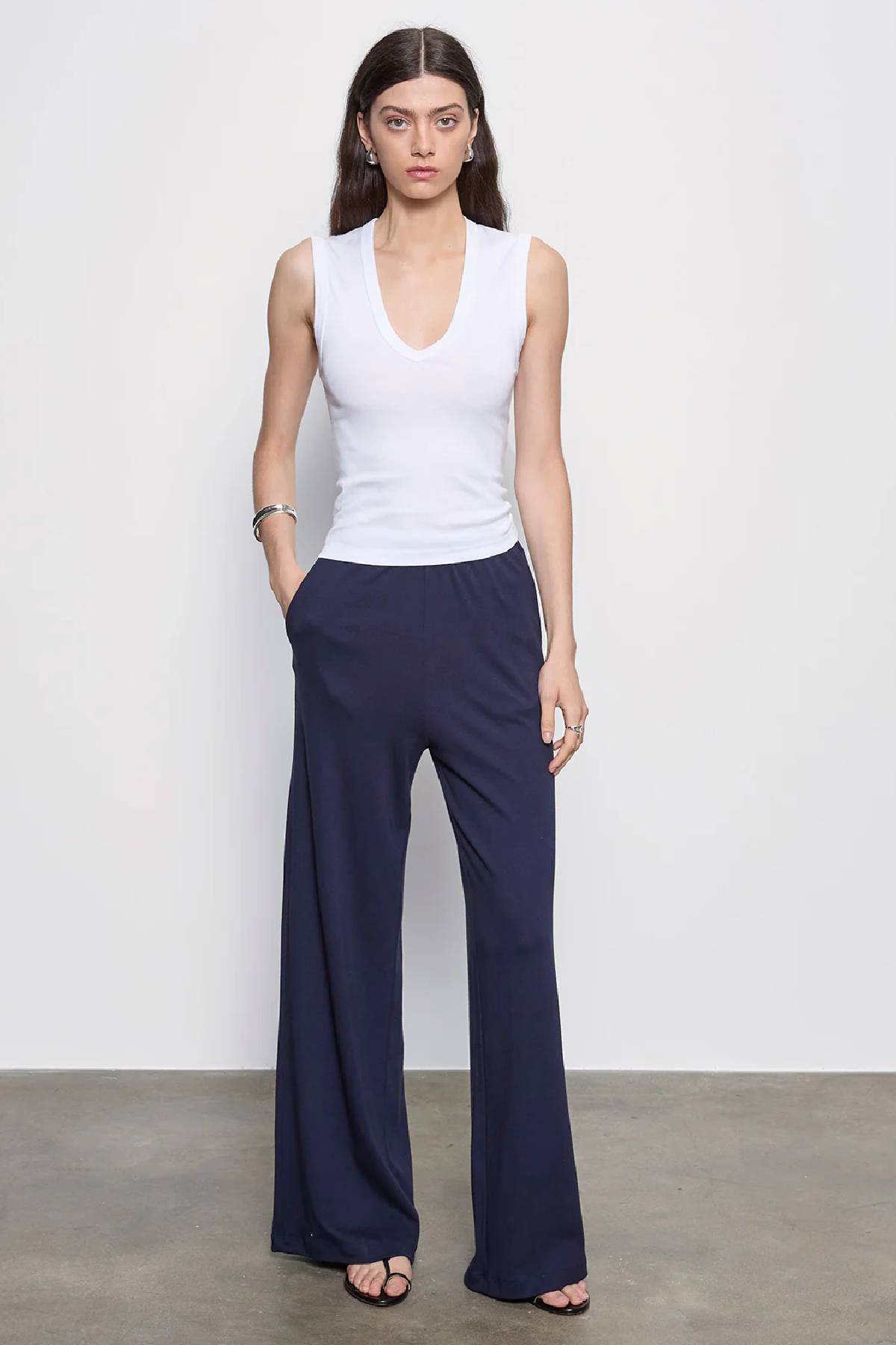 Enza Costa Supima Classic Sleeveless V-Neck