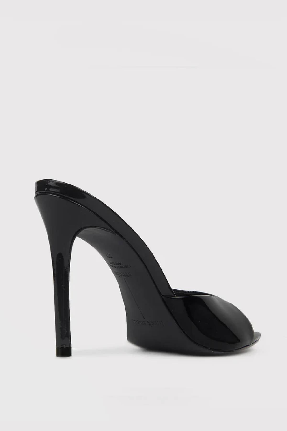 Black Suede Studio Brea High Heel Slip On Sandal - Black Patent Leather