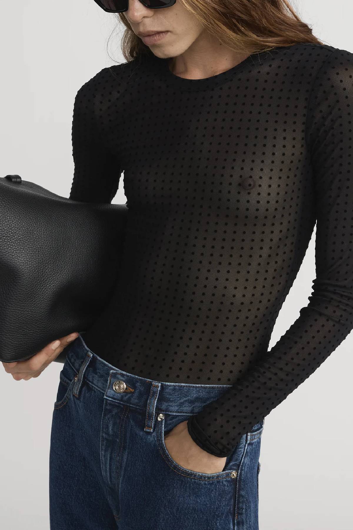 Frame The Mesh Polka Dot Top