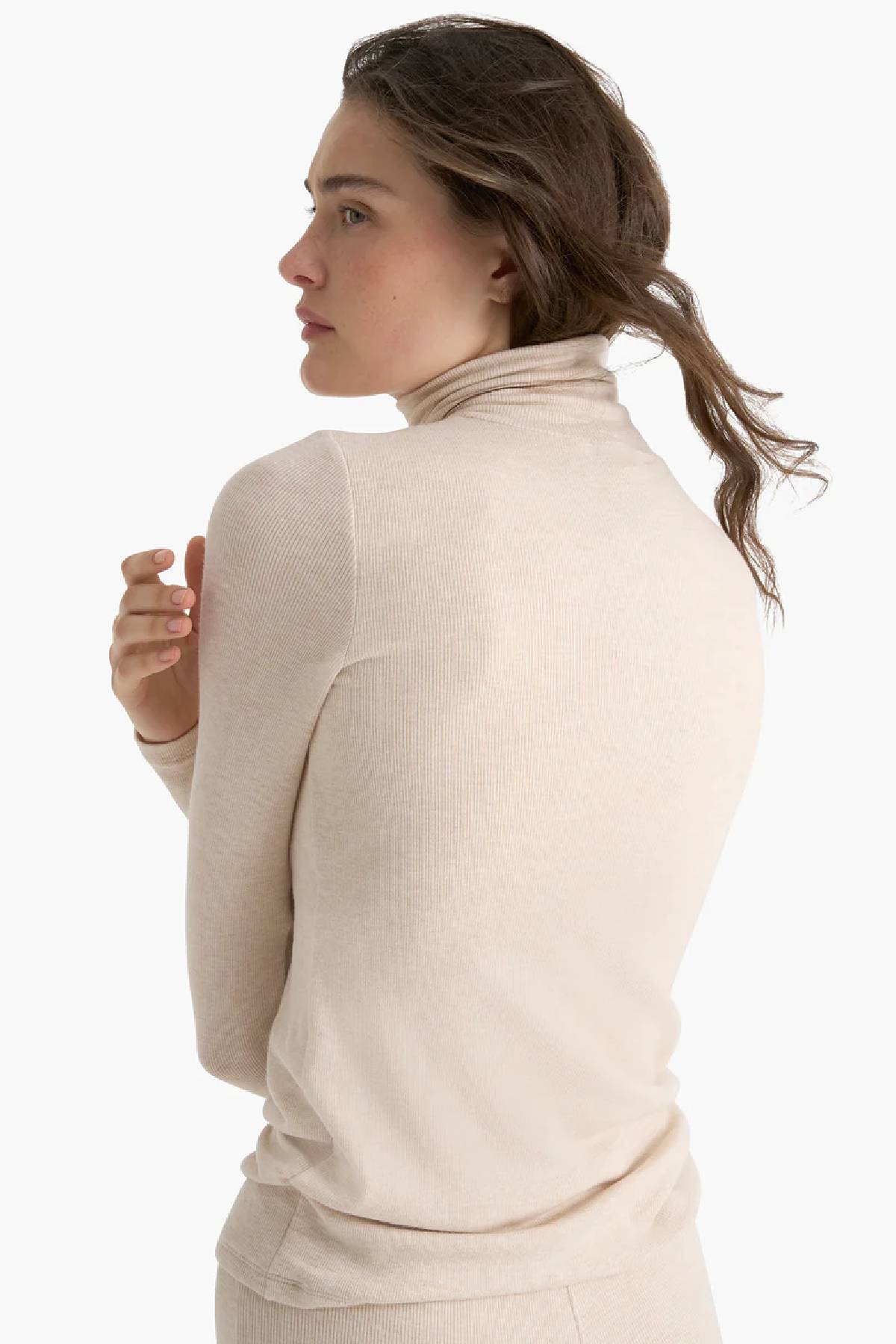 ATM Heathered Modal Rib Turtleneck