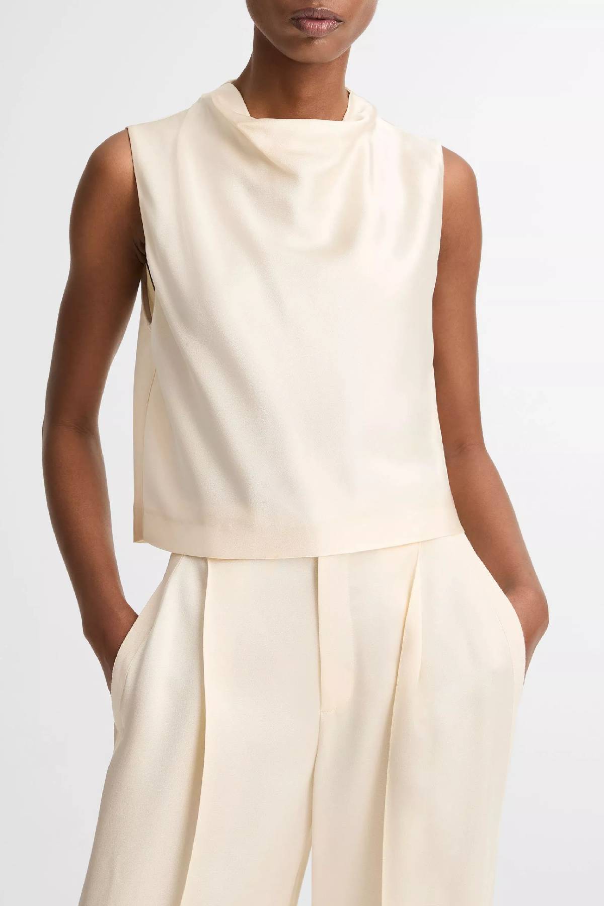 Vince Cropped Cowlneck Top