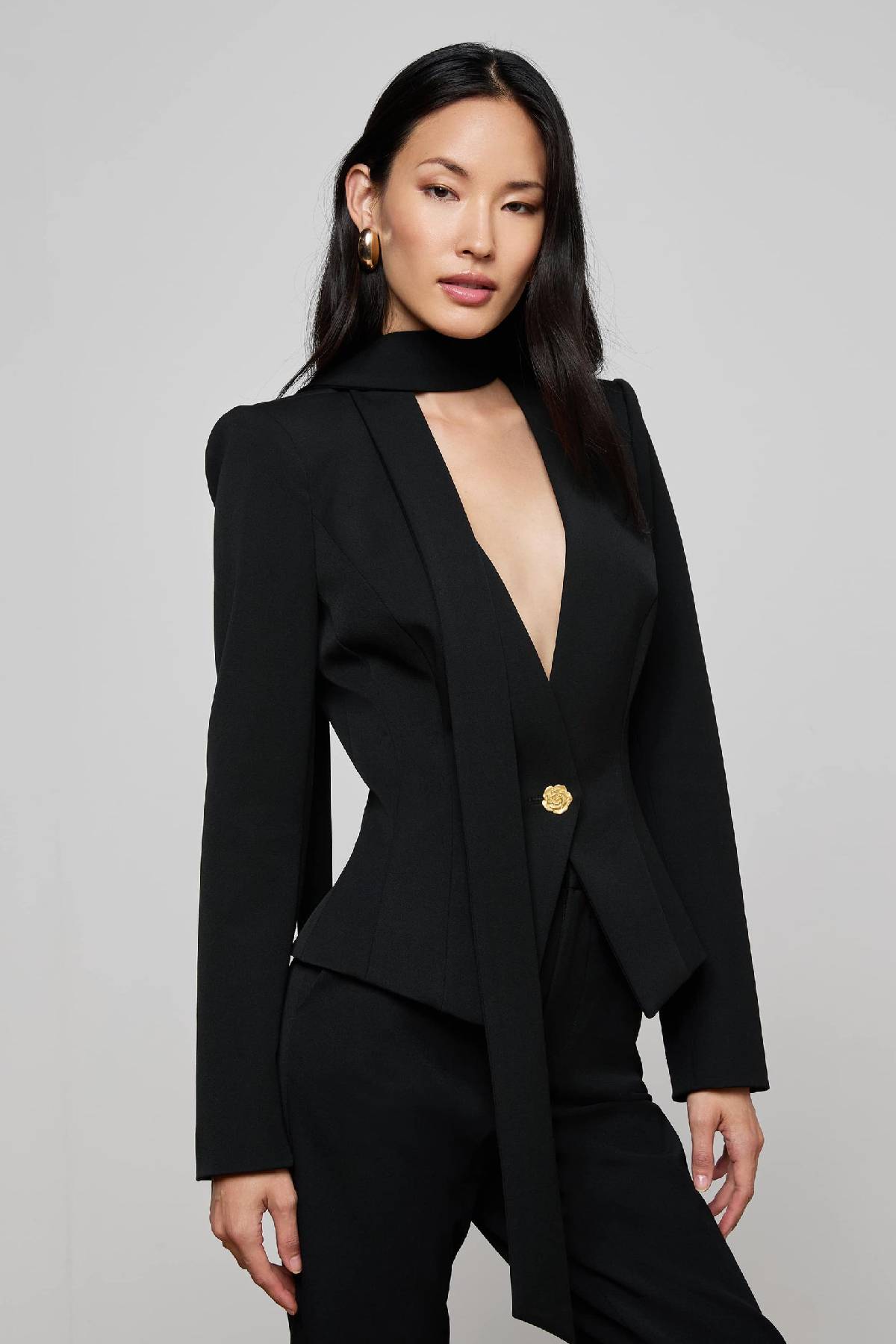 L’AGENCE Romy Tie Neck Blazer