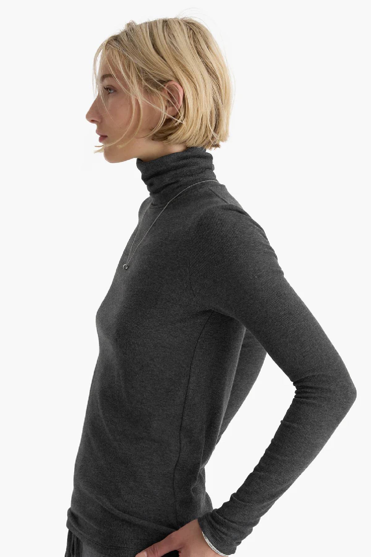 ATM Heathered Modal Rib Turtleneck