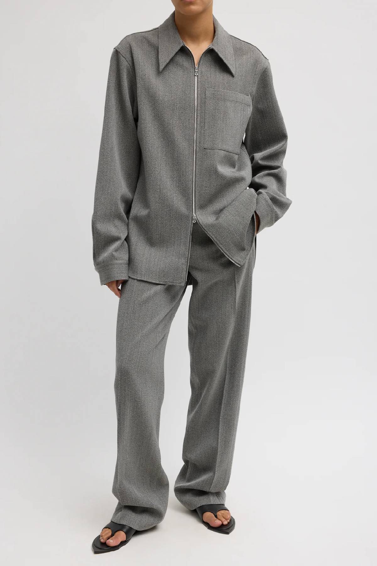 Tibi Structured Wool Zipper Jacket