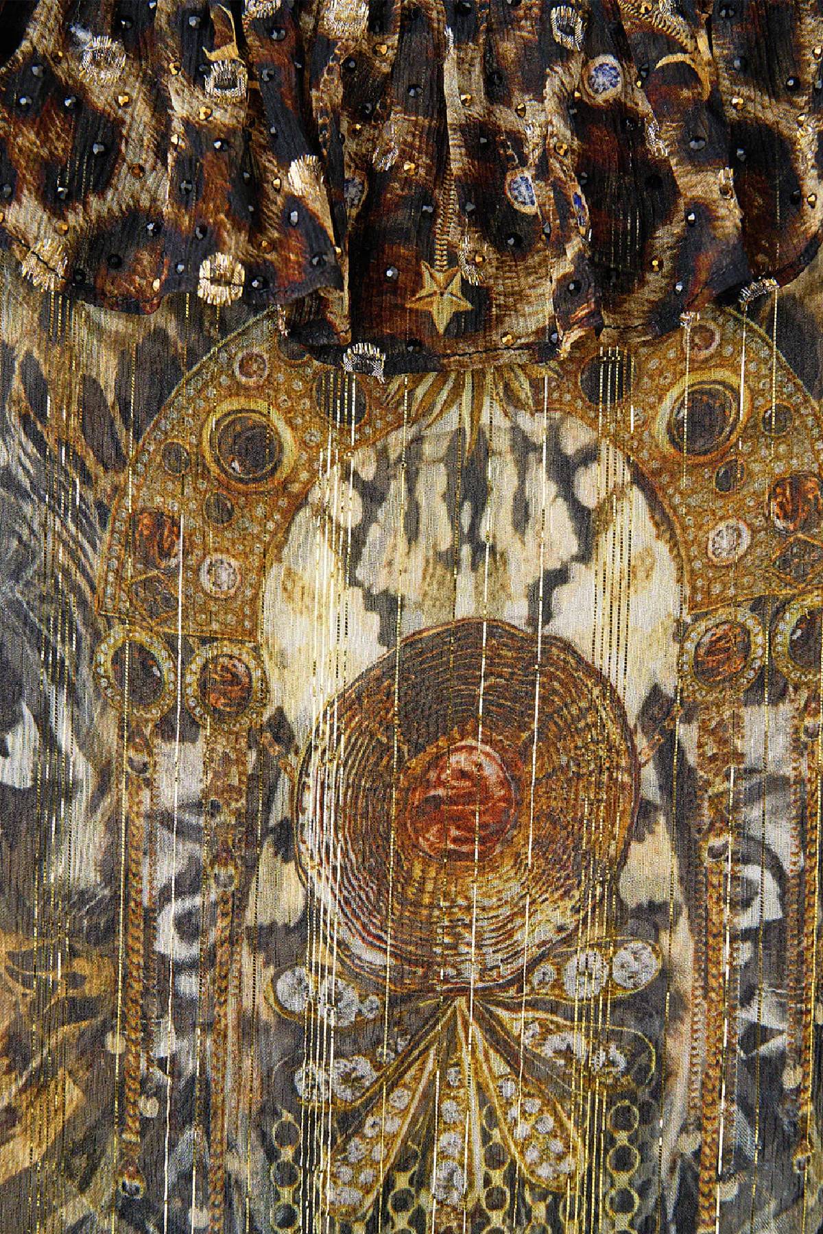 Camilla Gathered Tiered Dress With Frill Detail