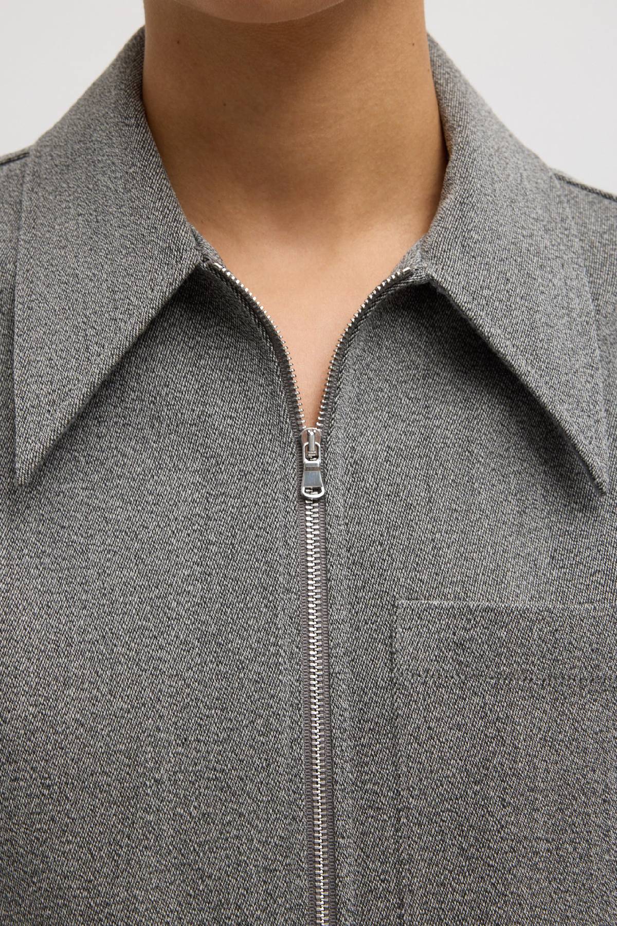 Tibi Structured Wool Zipper Jacket - Grey Multi