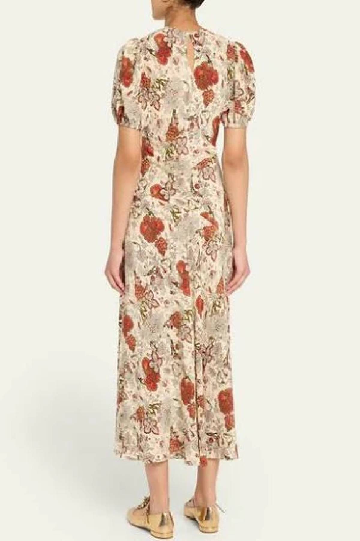 Vestido midi con mangas abullonadas Ines de Ulla Johnson