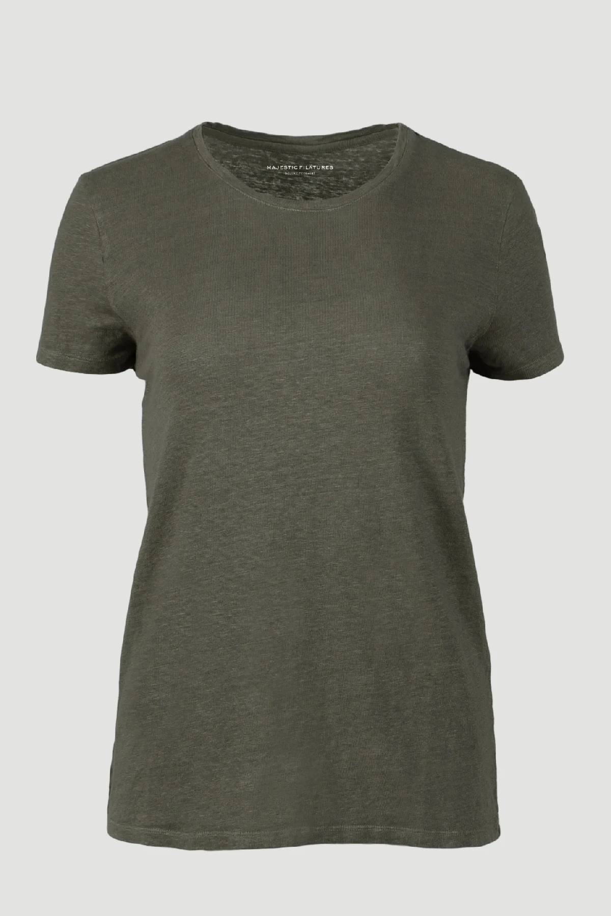 Majestic Filatures Stretch Linen Vintage Short Sleeve Crewneck Tee
