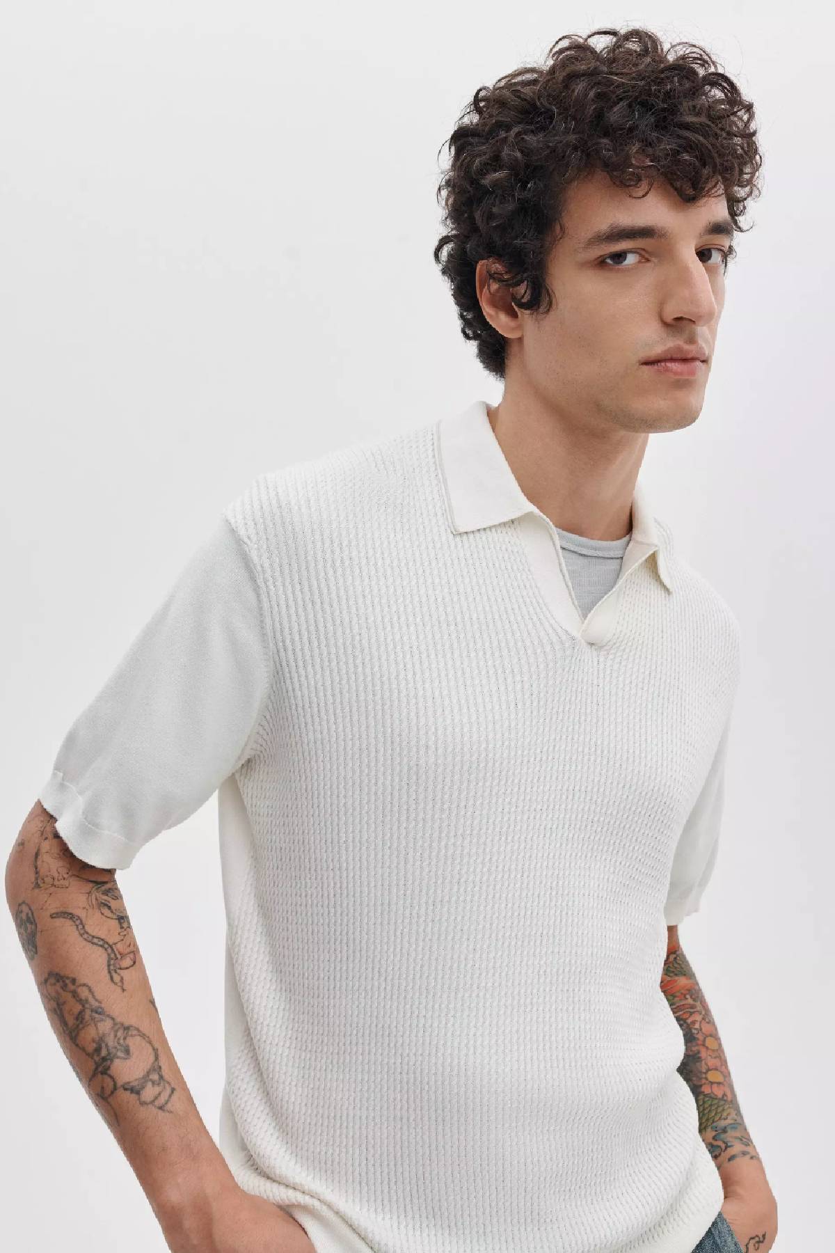 Rag & Bone Men's Saxon Silk Blend Johnny Polo - Chalk