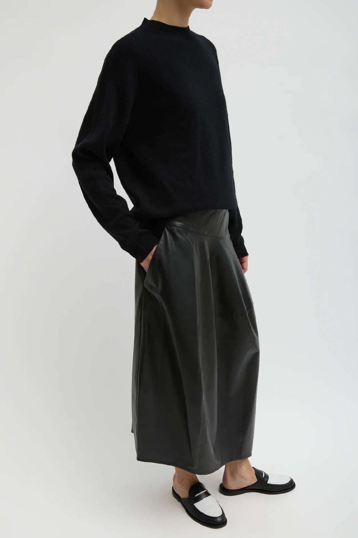 Tibi Leather Asymmetrical Ballon Skirt