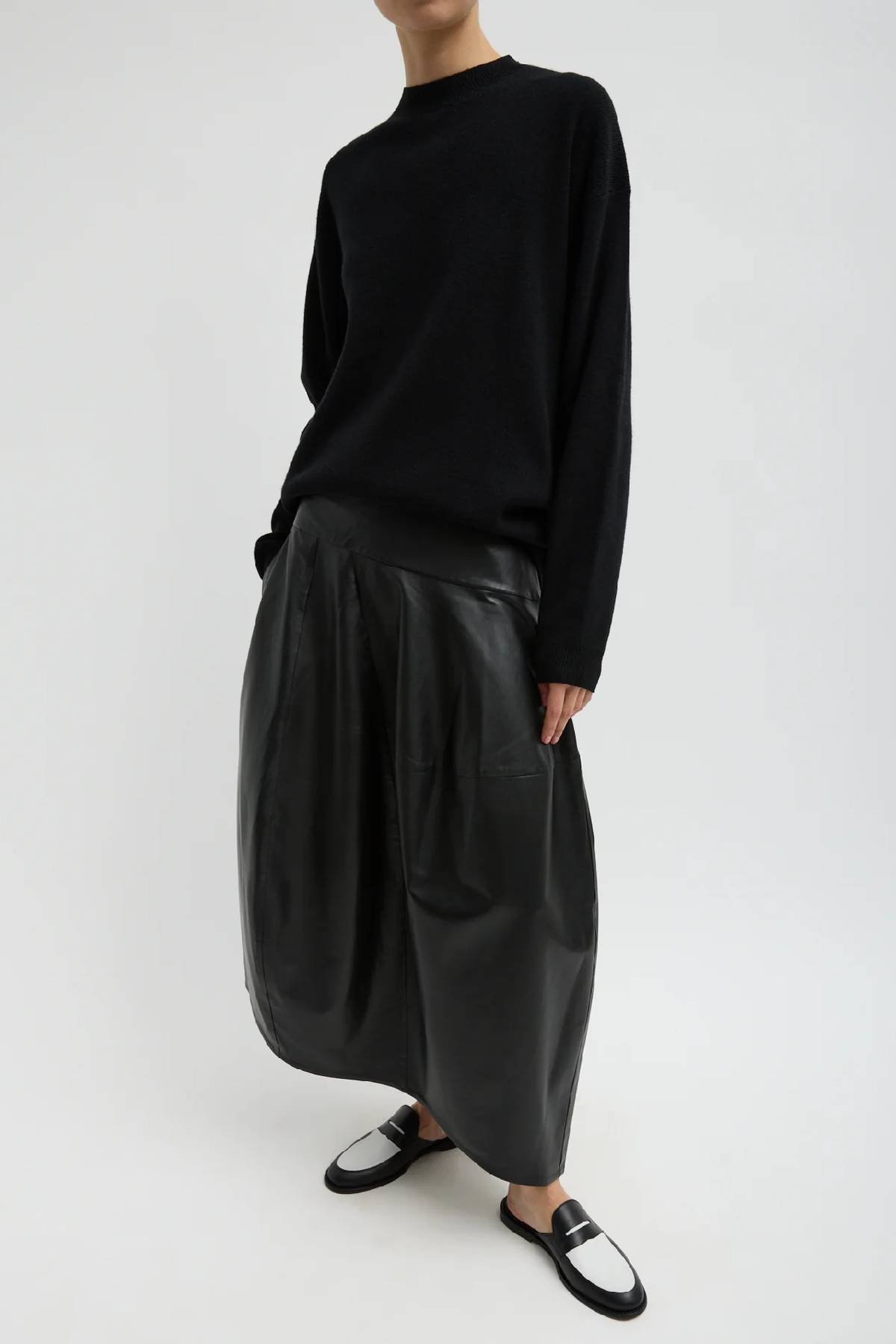 Tibi Leather Asymmetrical Ballon Skirt