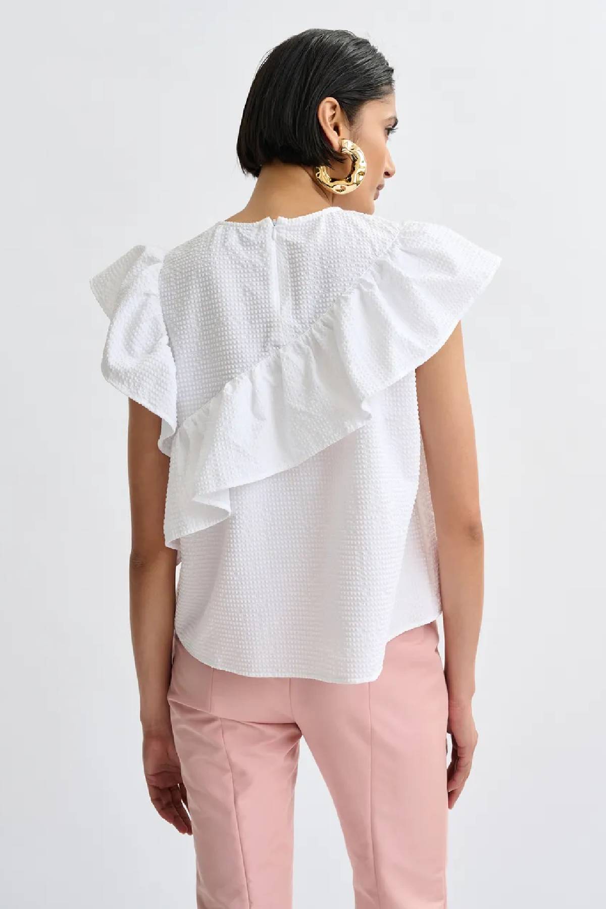 Essentiel Antwerp asymmetrical top with ruffle details