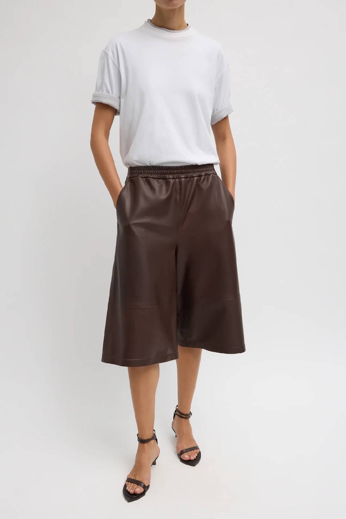 Tibi Leather Relaxed Long Short