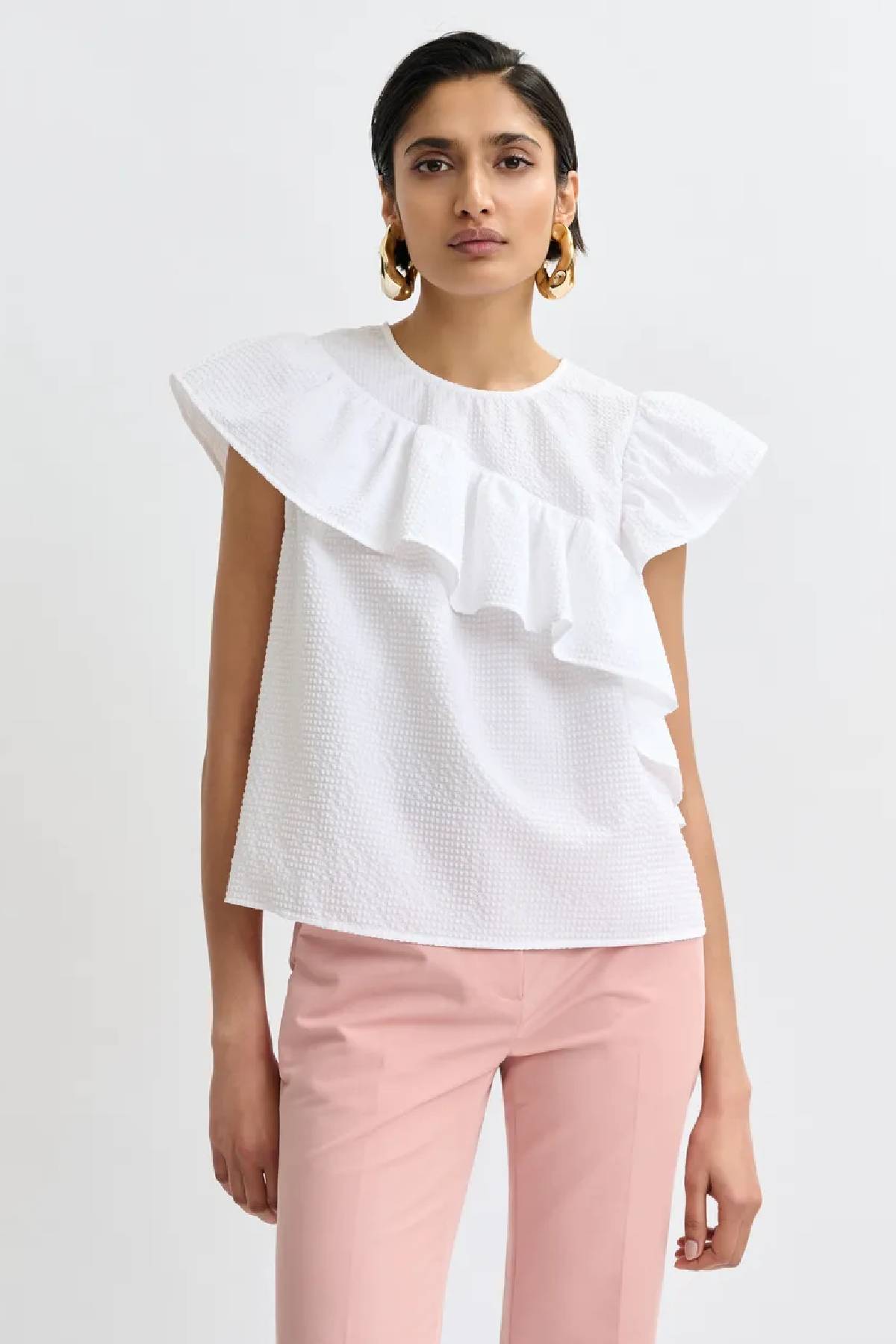 Essentiel Antwerp asymmetrical top with ruffle details