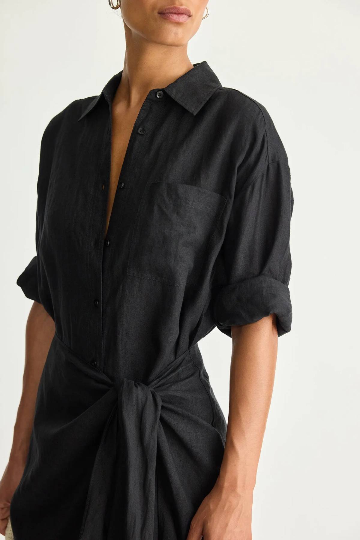 Apiece Apart Alessandra Sarong Shirt Dress - Black