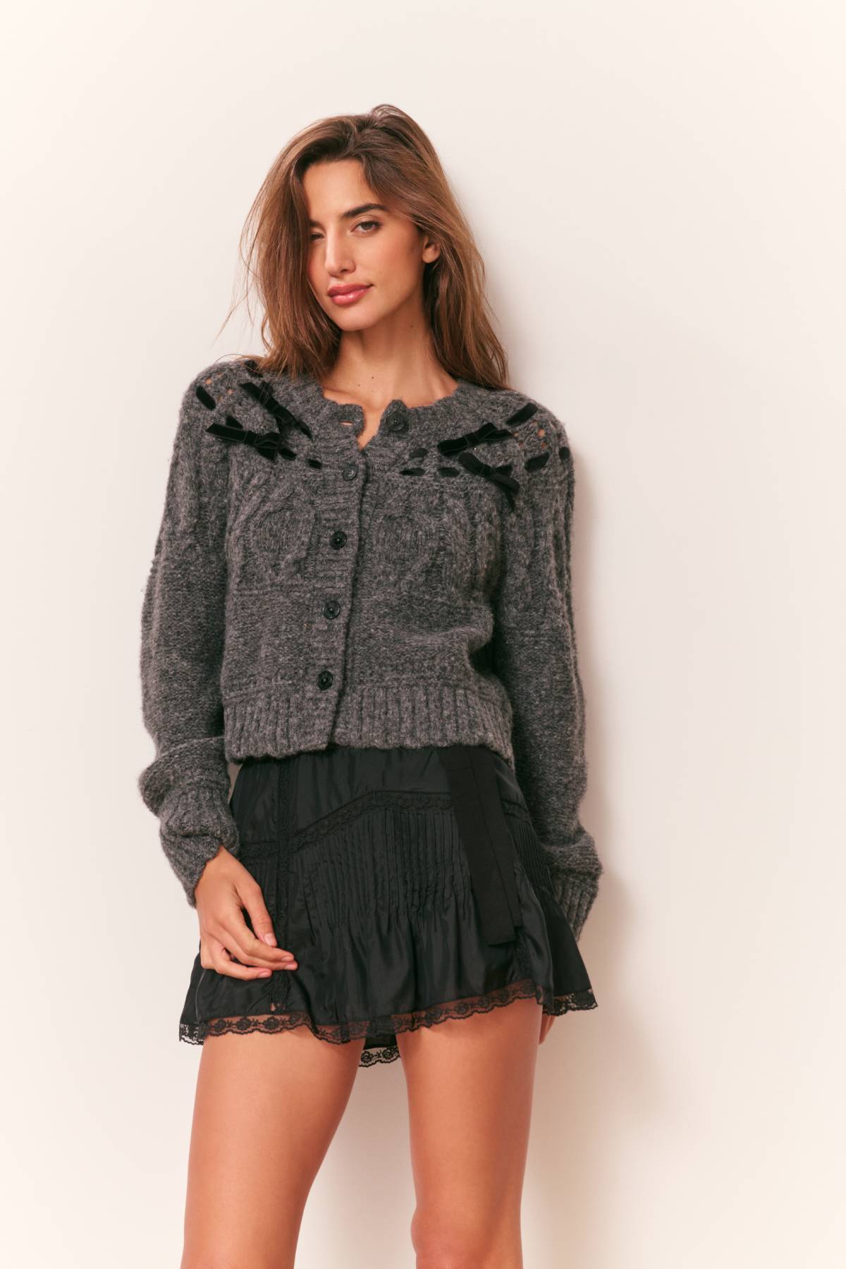 LoveShackFancy Clementian Alpaca-Blend Ribbon Cardigan