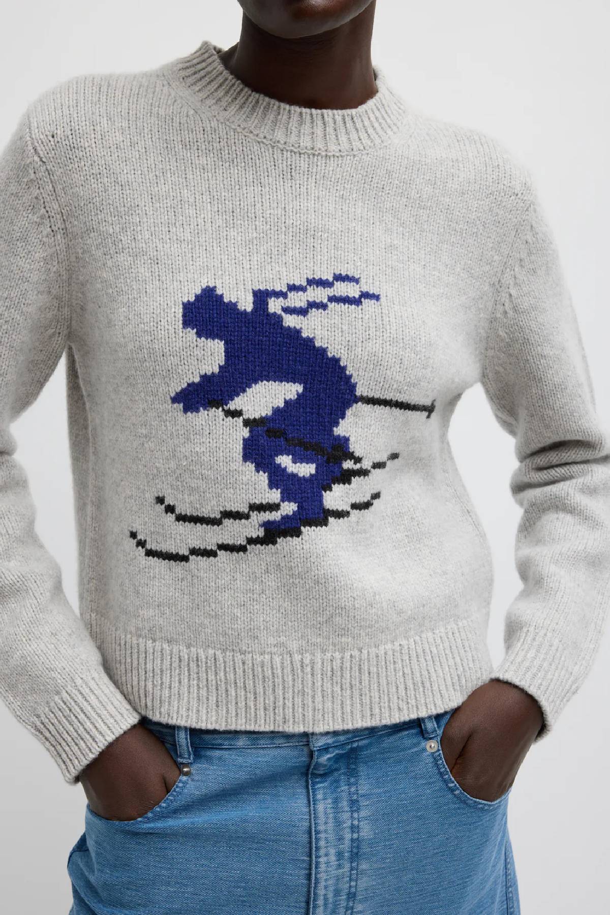 Tibi Soft Wool Ski Sweater Shrunken Sweater