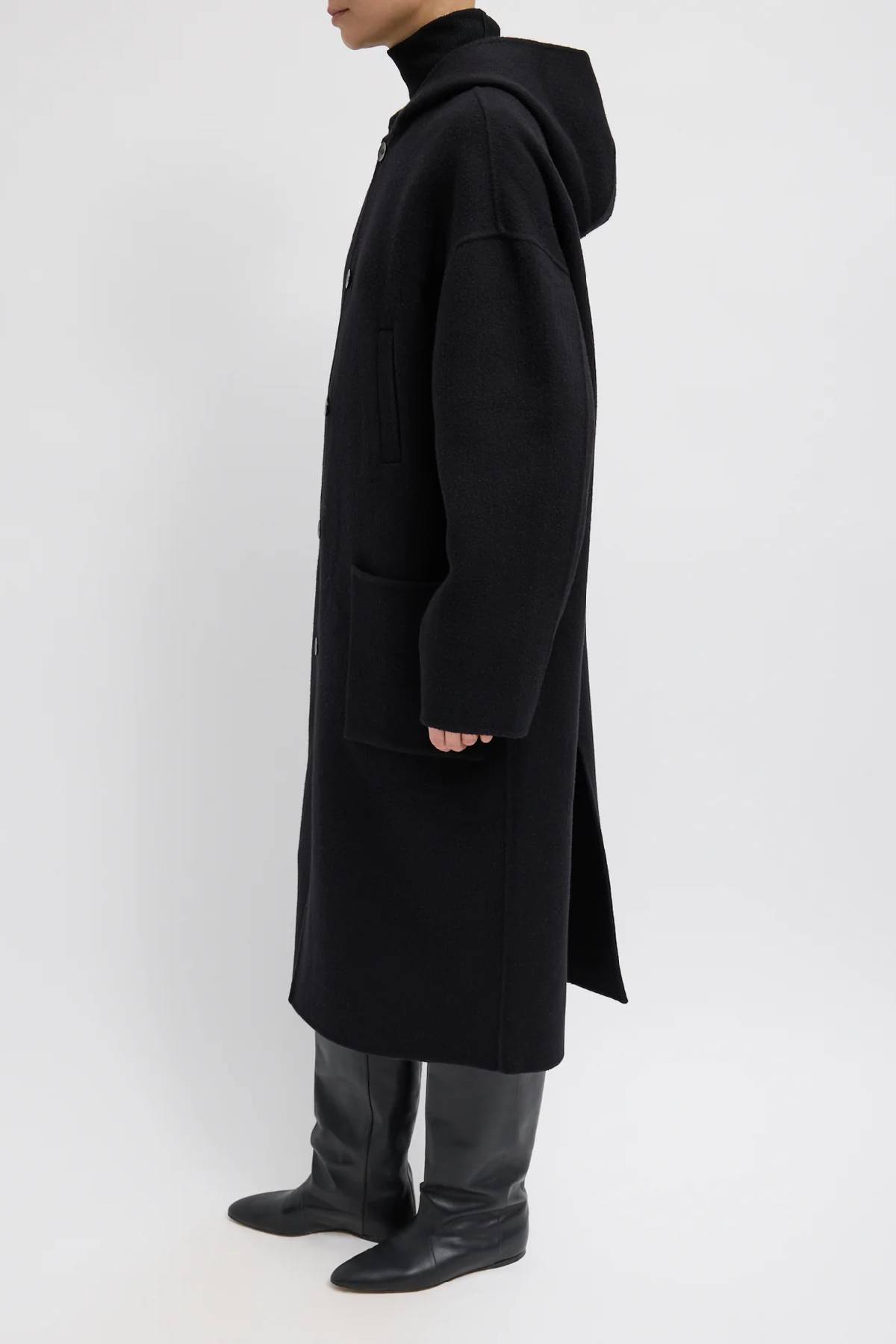 Tibi Luxe Double Faced Wool Angora Hooded Coat