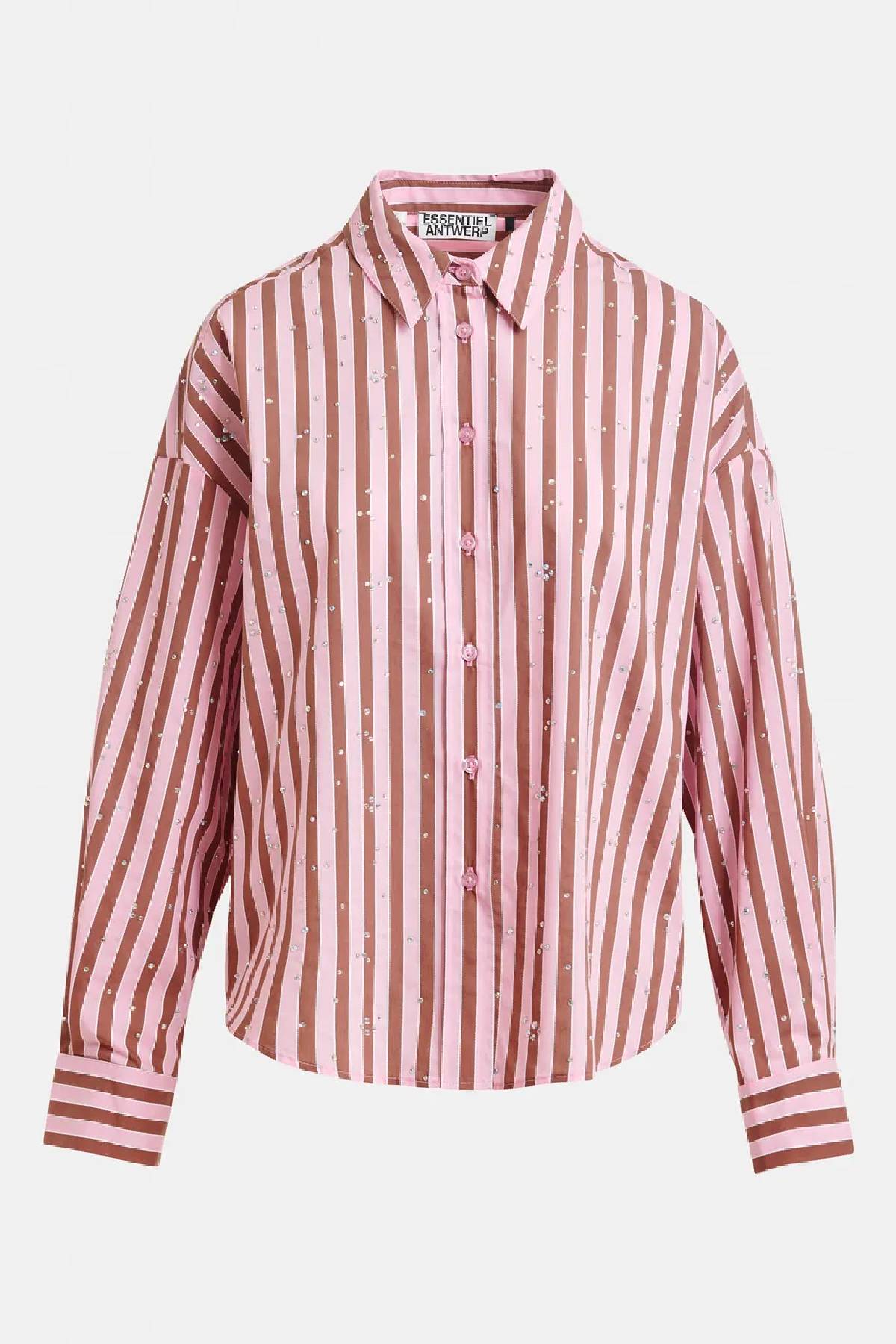 Essentiel Antwerp Striped Cotton-Blend Shirt With Rhinestone Embellishments