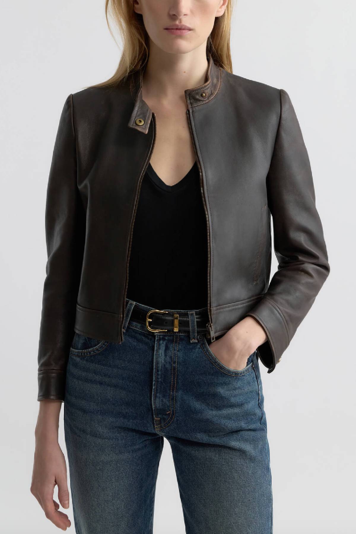 Nili Lotan Nico Shrunken Leather Jacket