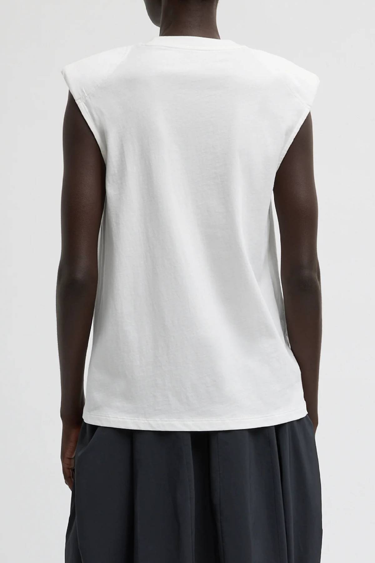Tibi T-Shirt Program Padded Shoulder Sleeveless Top