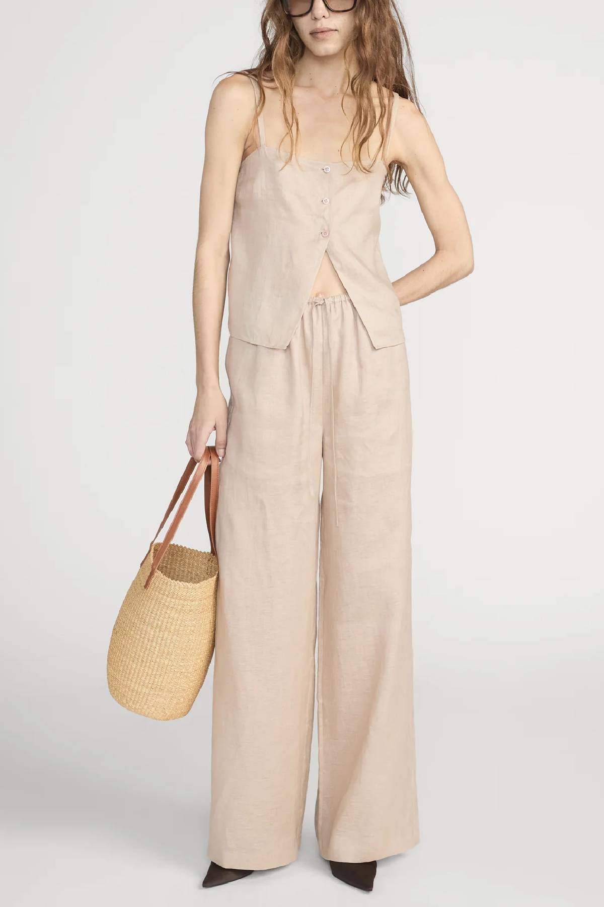 Frame The Linen Button Cami - Flax