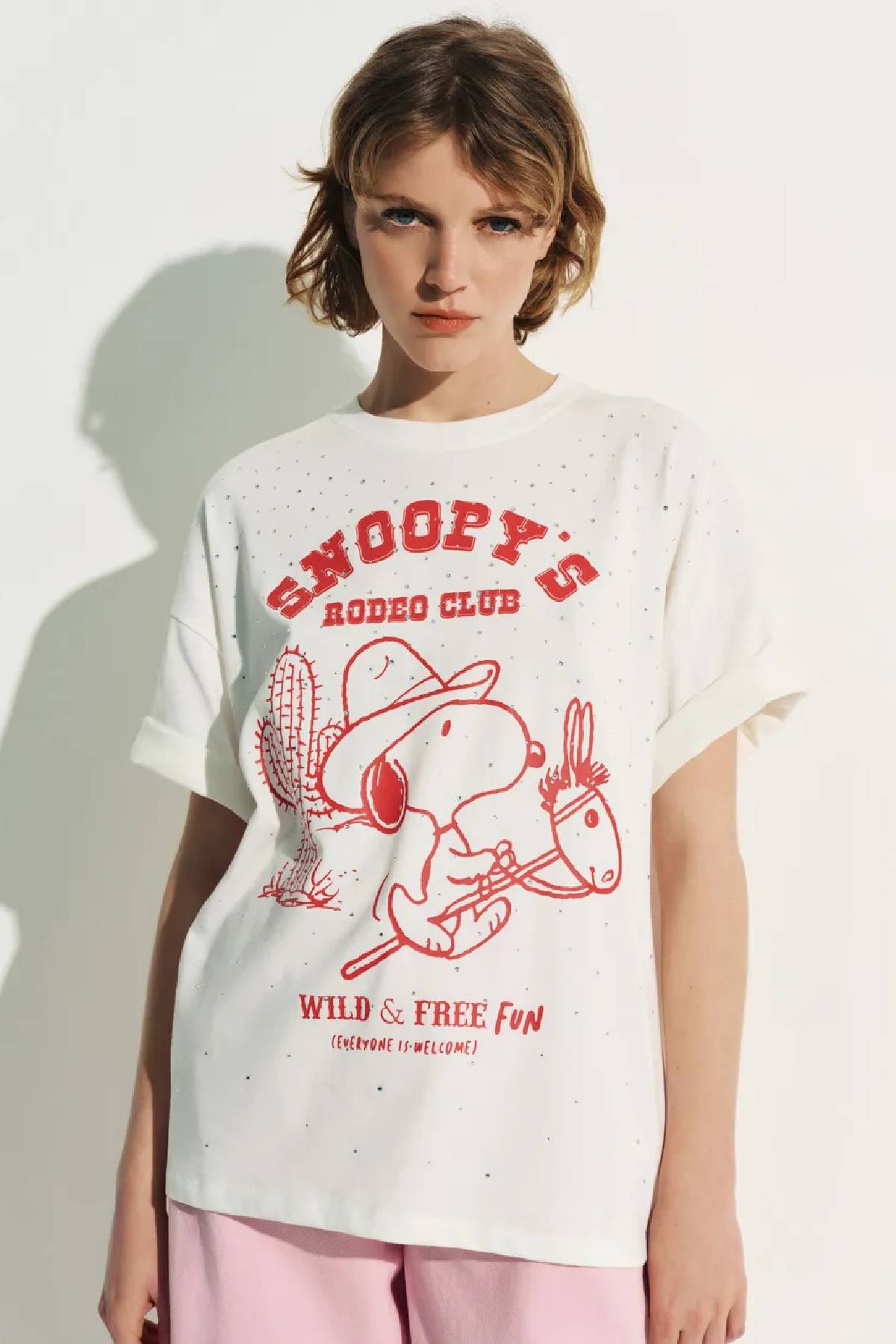 Essentiel Antwerp Peanuts Snoopy Rhinestone-Embellished T-shirt