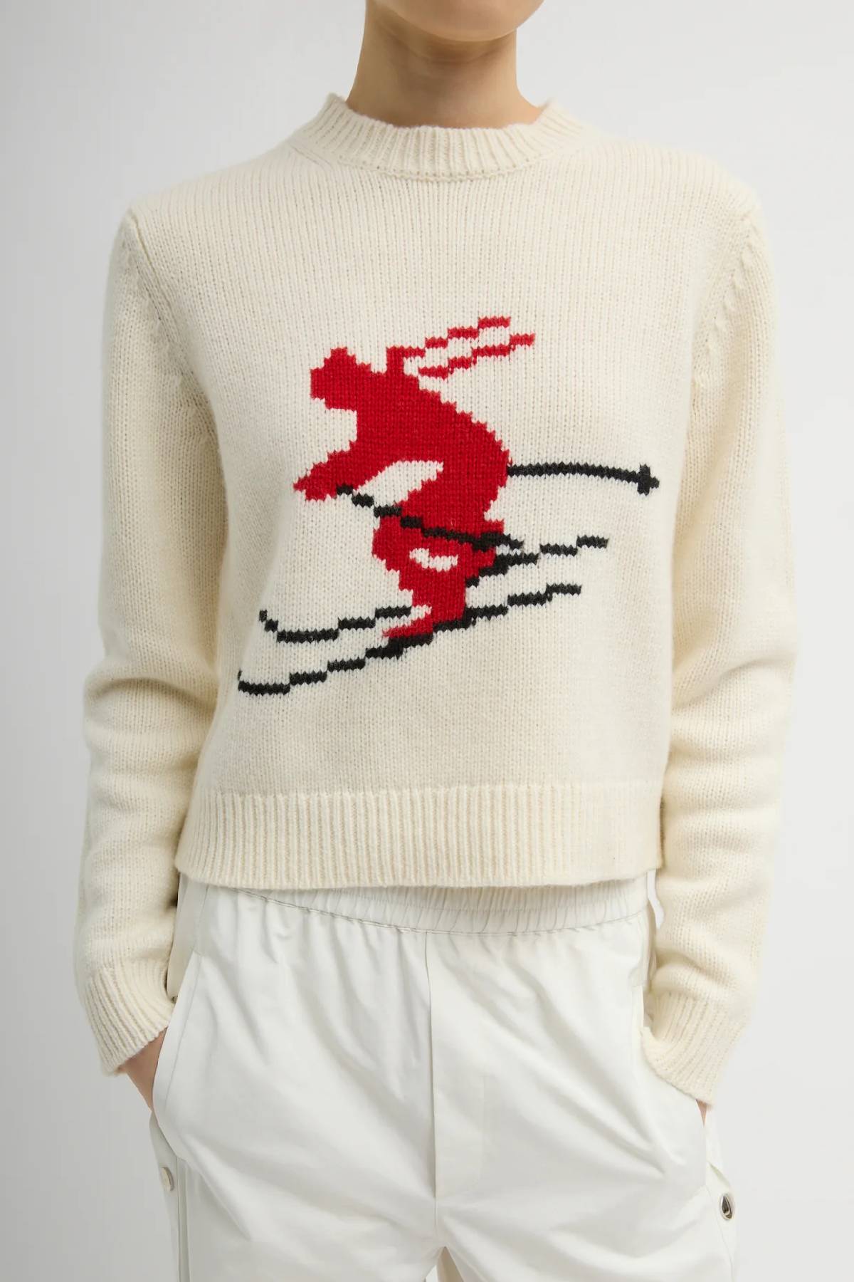 Tibi Soft Wool Ski Sweater Shrunken Sweater