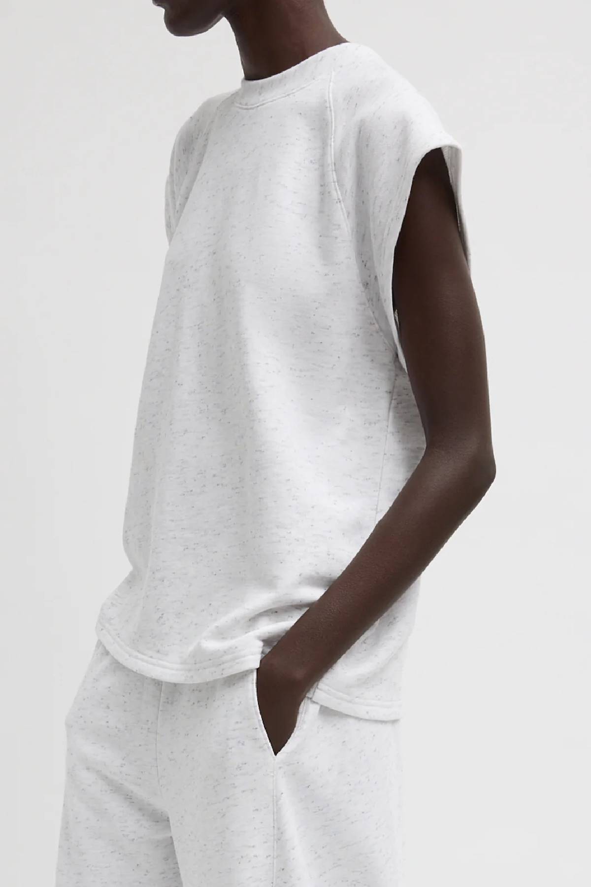 Tibi Spring Tweedy Sweatshirting Sleeveless Easy Top