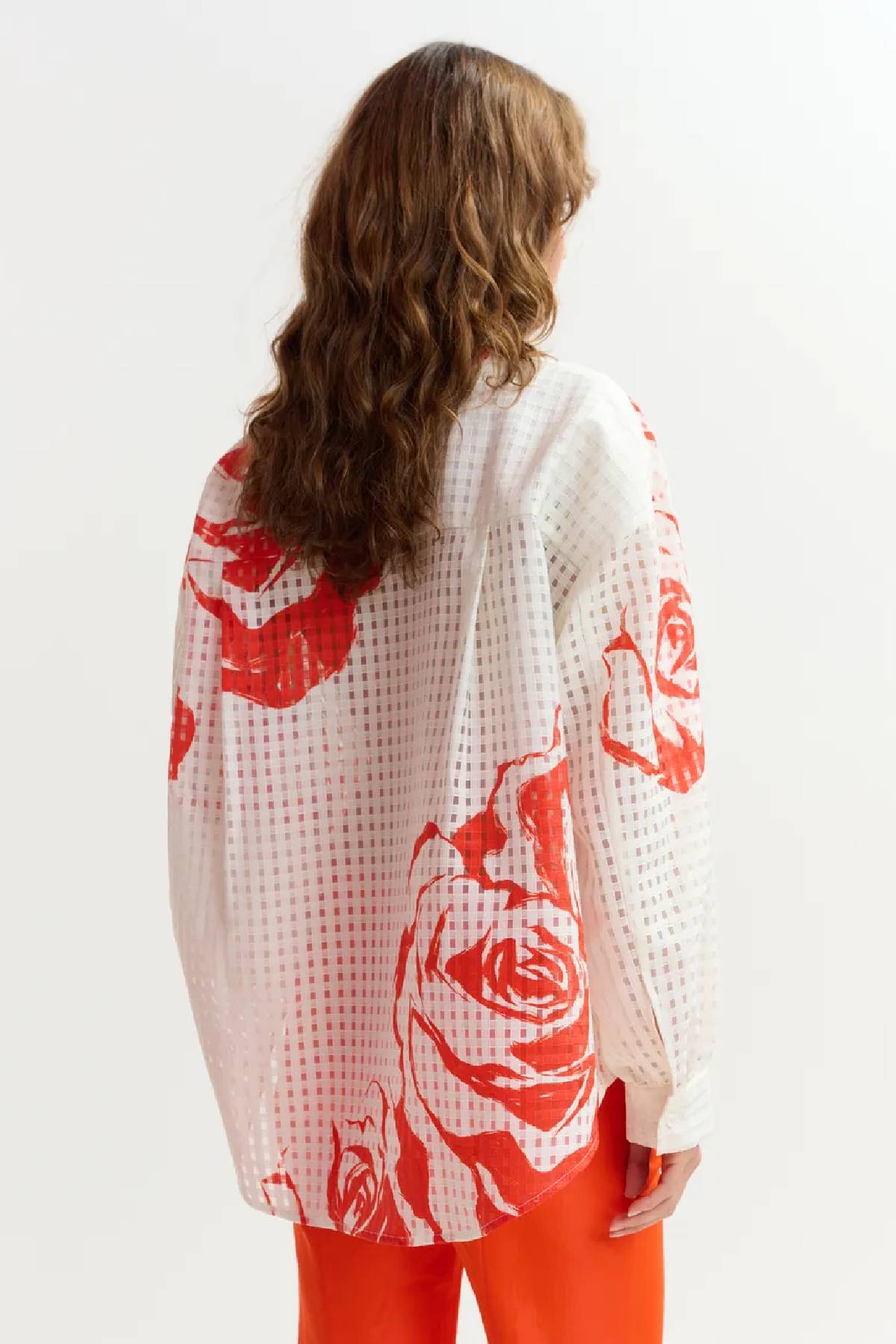 Essentiel Antwerp Oversized Sheer Printed Shirt