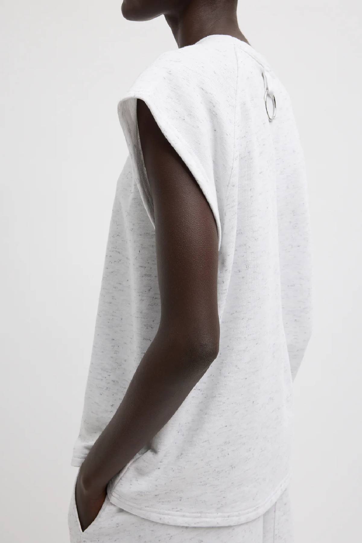 Tibi Spring Tweedy Sweatshirting Sleeveless Easy Top