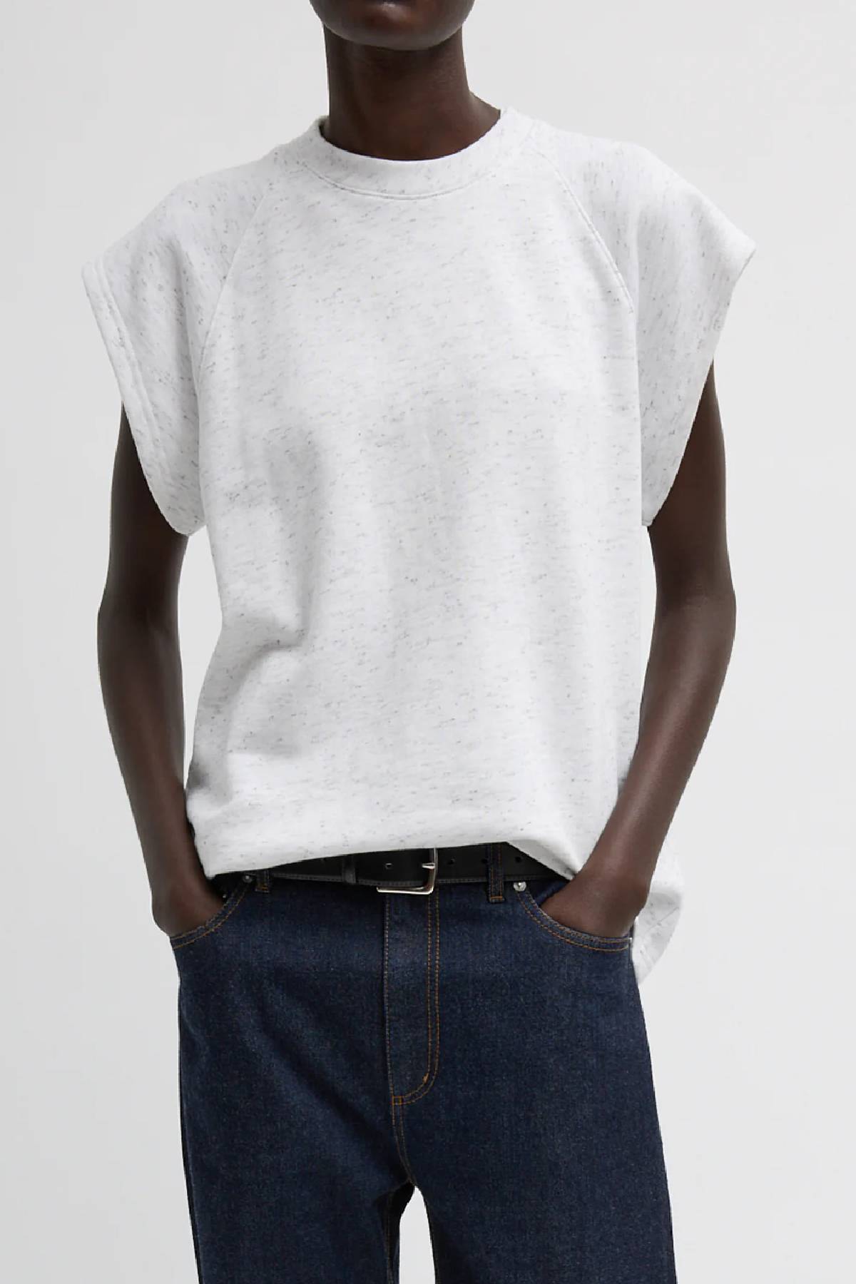 Tibi Spring Tweedy Sweatshirting Sleeveless Easy Top