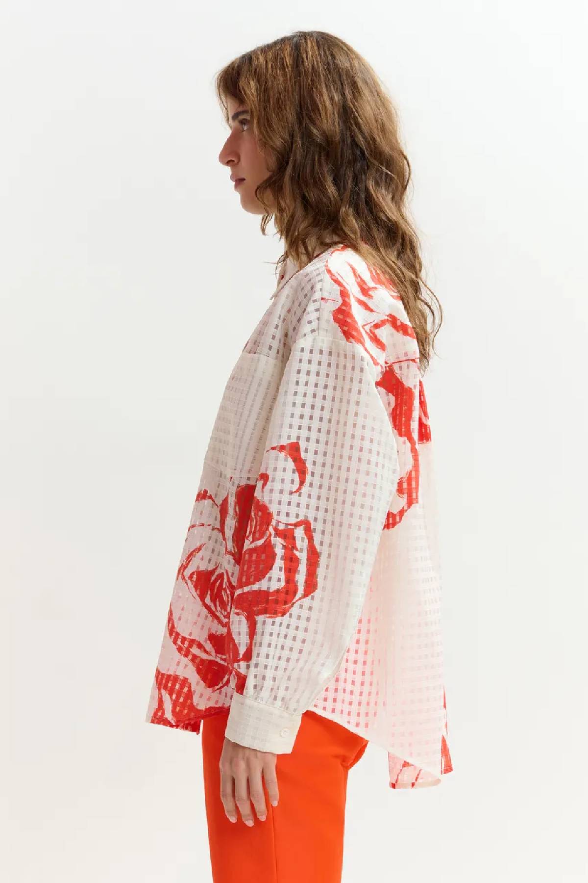 Essentiel Antwerp Oversized Sheer Printed Shirt
