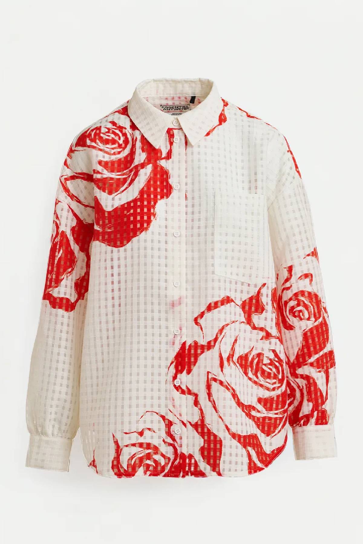 Essentiel Antwerp Oversized Sheer Printed Shirt