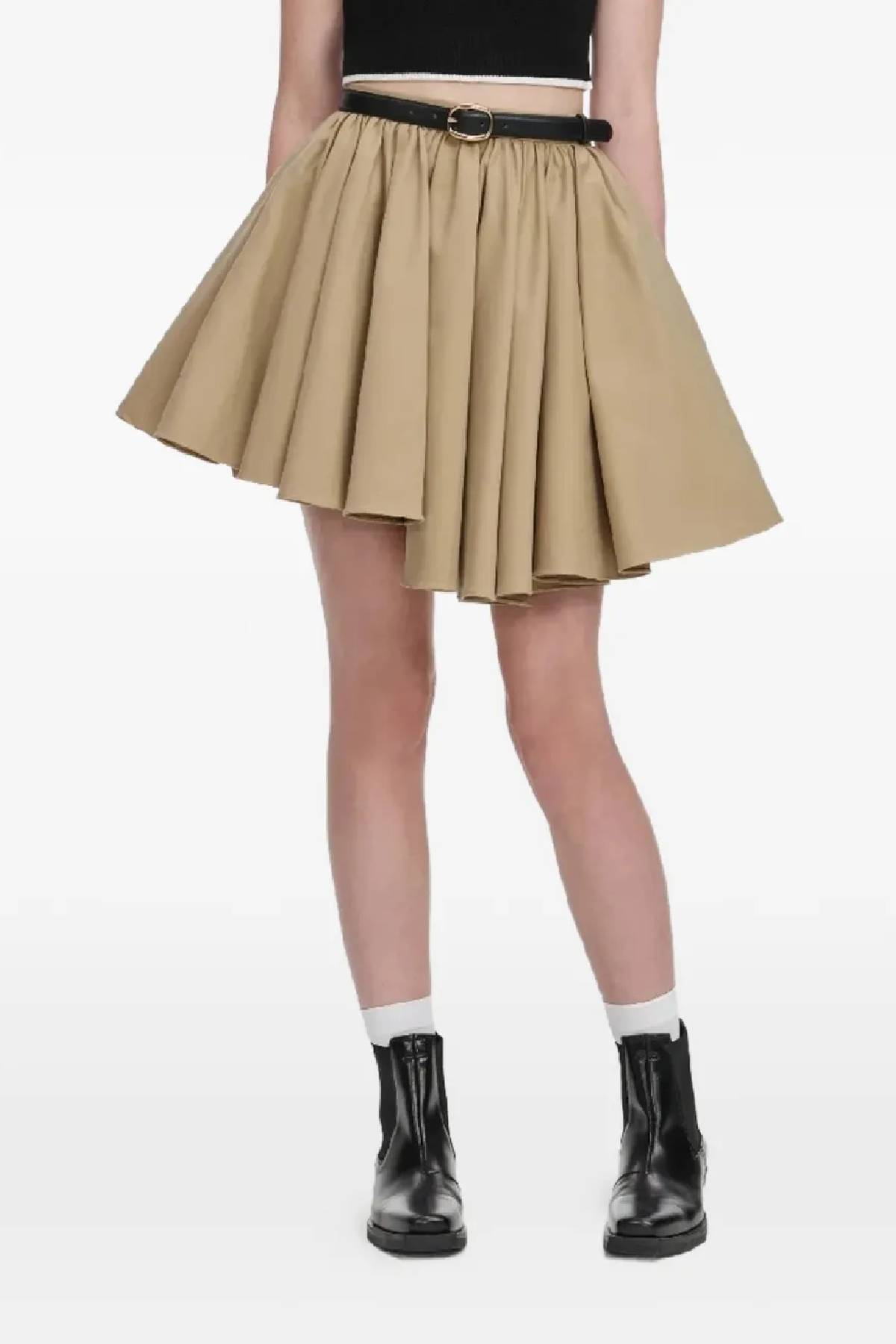 Self-Portrait Tan Cotton Mini Skirt