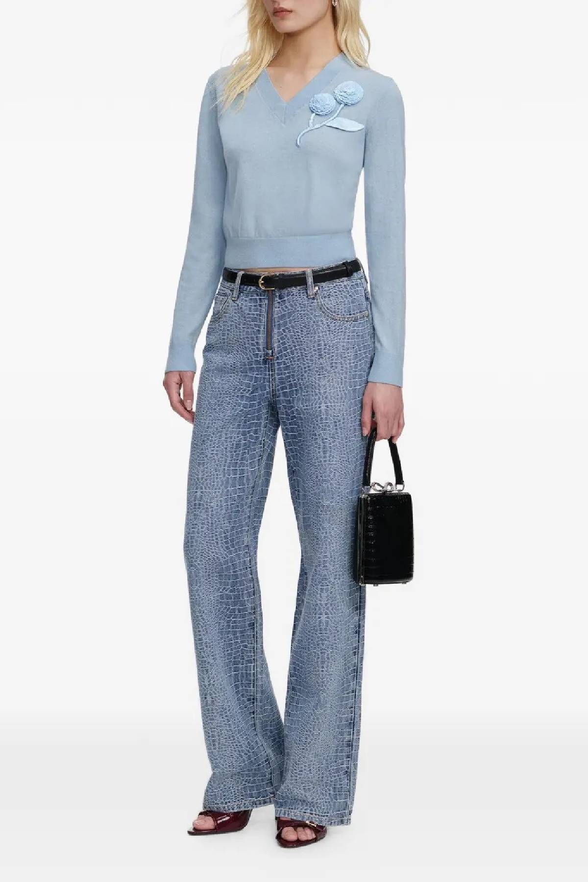 Self-Portrait Blue Rose Wool Jumper