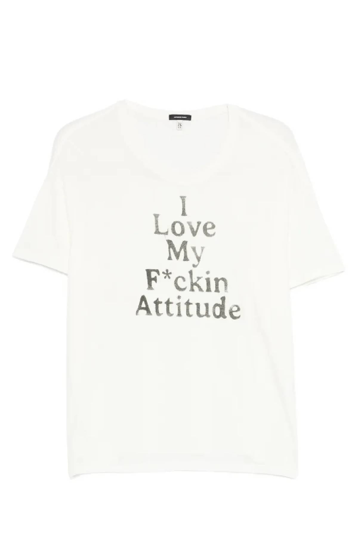 R13 Fkn Attitude Relaxed Tee - Off White
