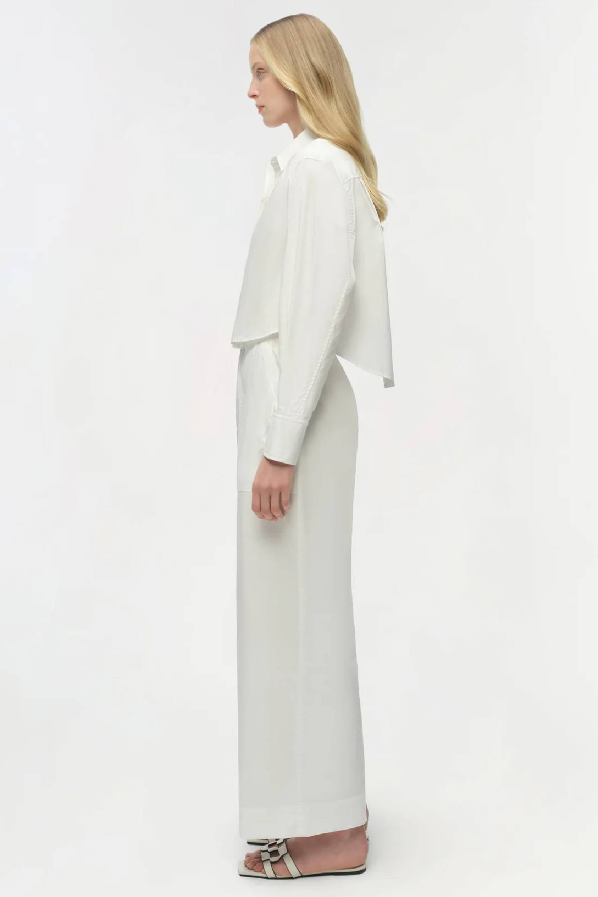 Simkhai Renata Cropped Button Down Shirt - White