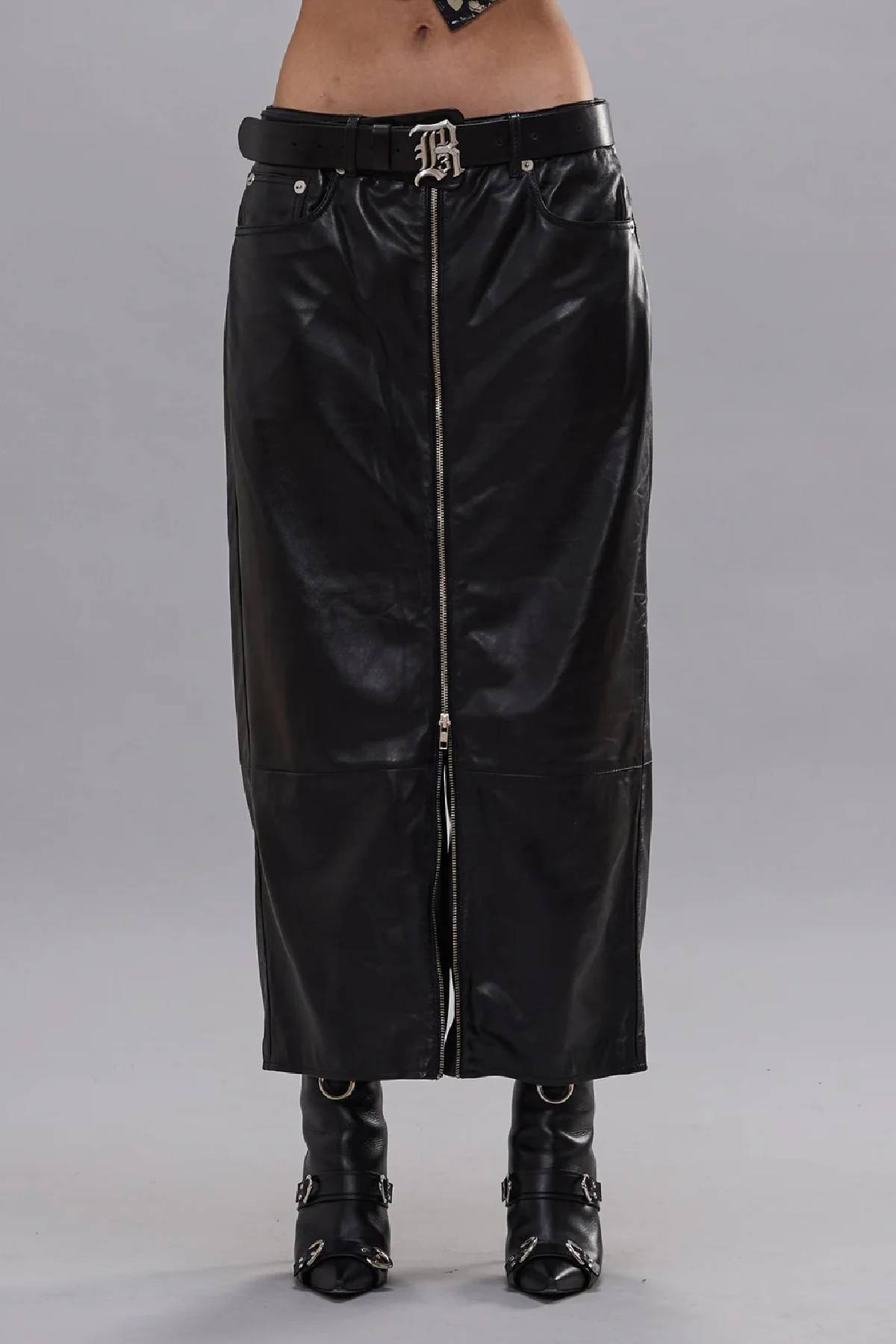 R13 Front Zip Leather Pant