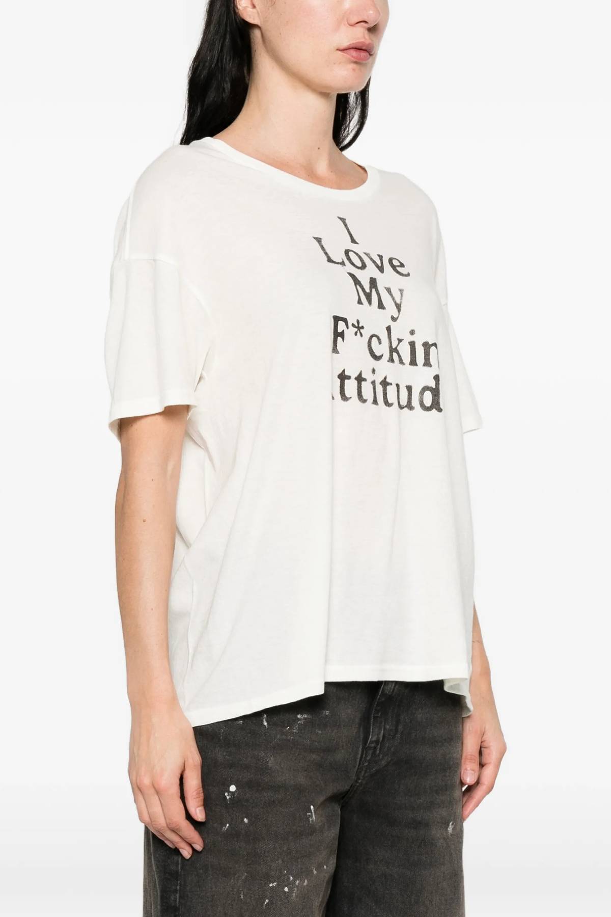 R13 Fkn Attitude Relaxed Tee - Off White