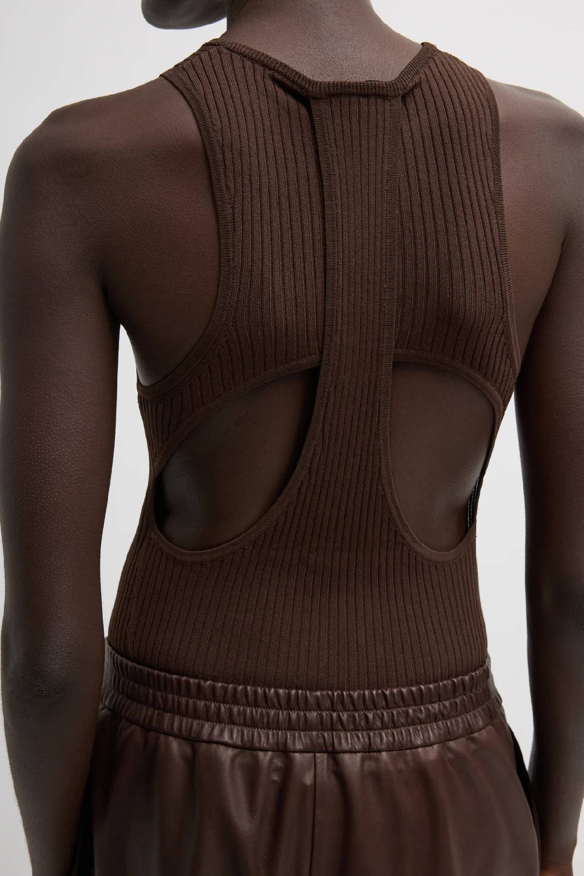 Tibi Ribbed Sweater Cut Out Tank